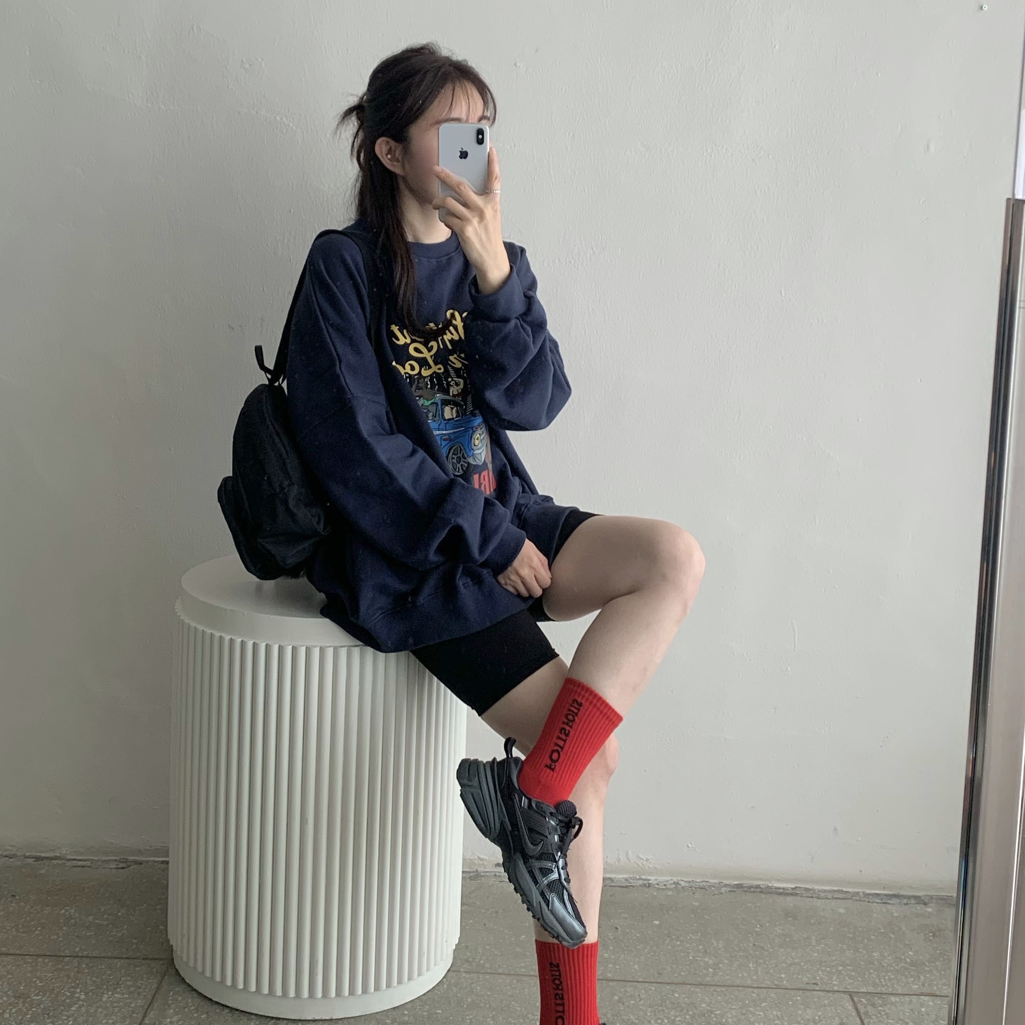 Nike V2K Run Black Anthracite, Jansport Half Pint Mini Backpack Black 착용 스타일 - 3