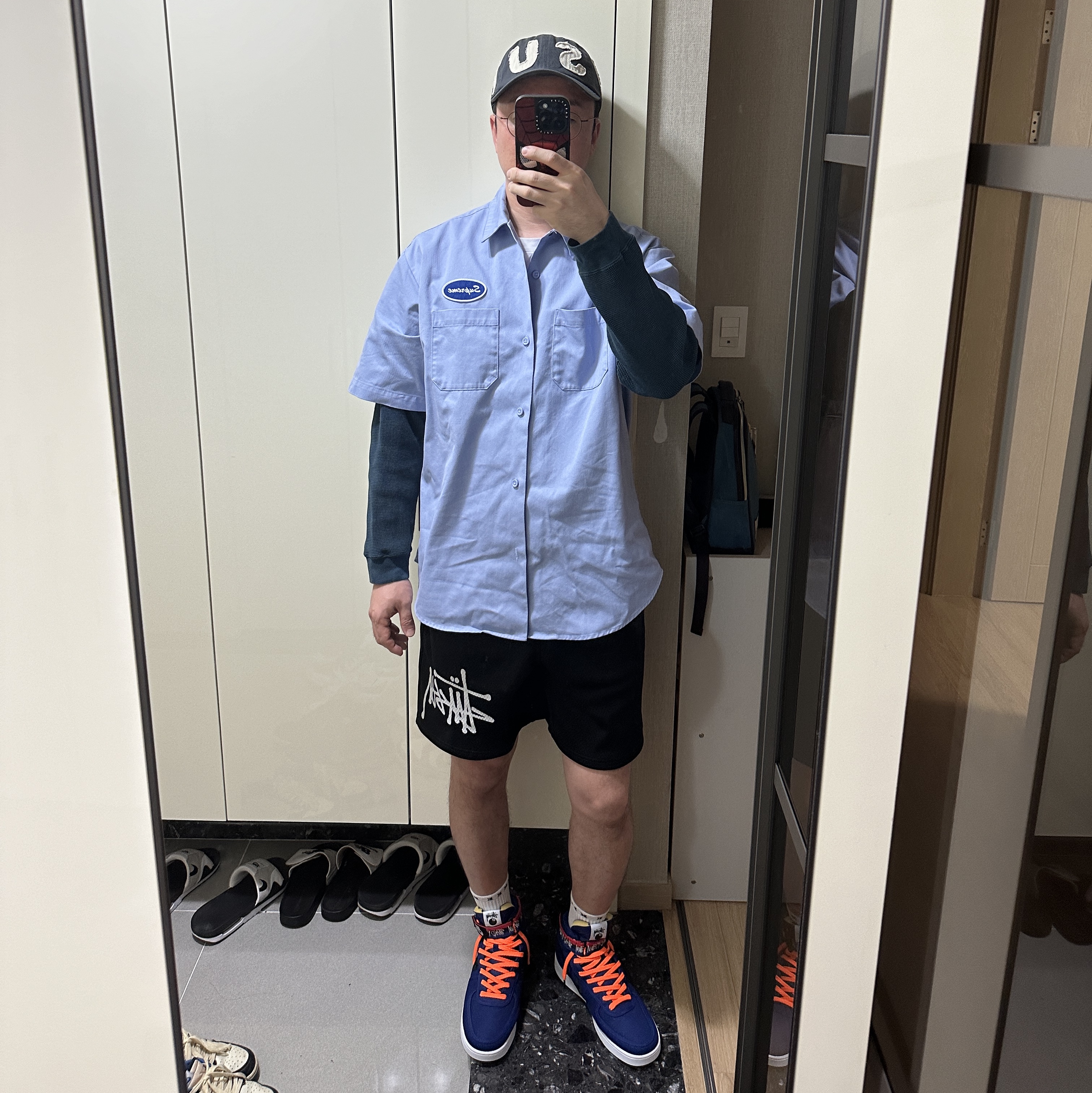 Nike x Stussy Vandal High Deep Royal Blue, Stussy Big Basic Mesh Shorts Black White 착용 스타일