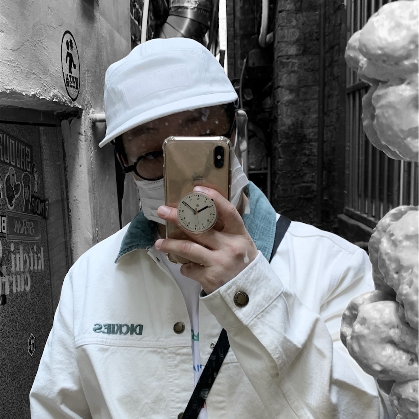 Supreme x MM6 Maison Margiela Painted Camp Cap White - 24SS, Gentle Monster x Maison Margiela MM012 Clear Black 착용 스타일 - 5