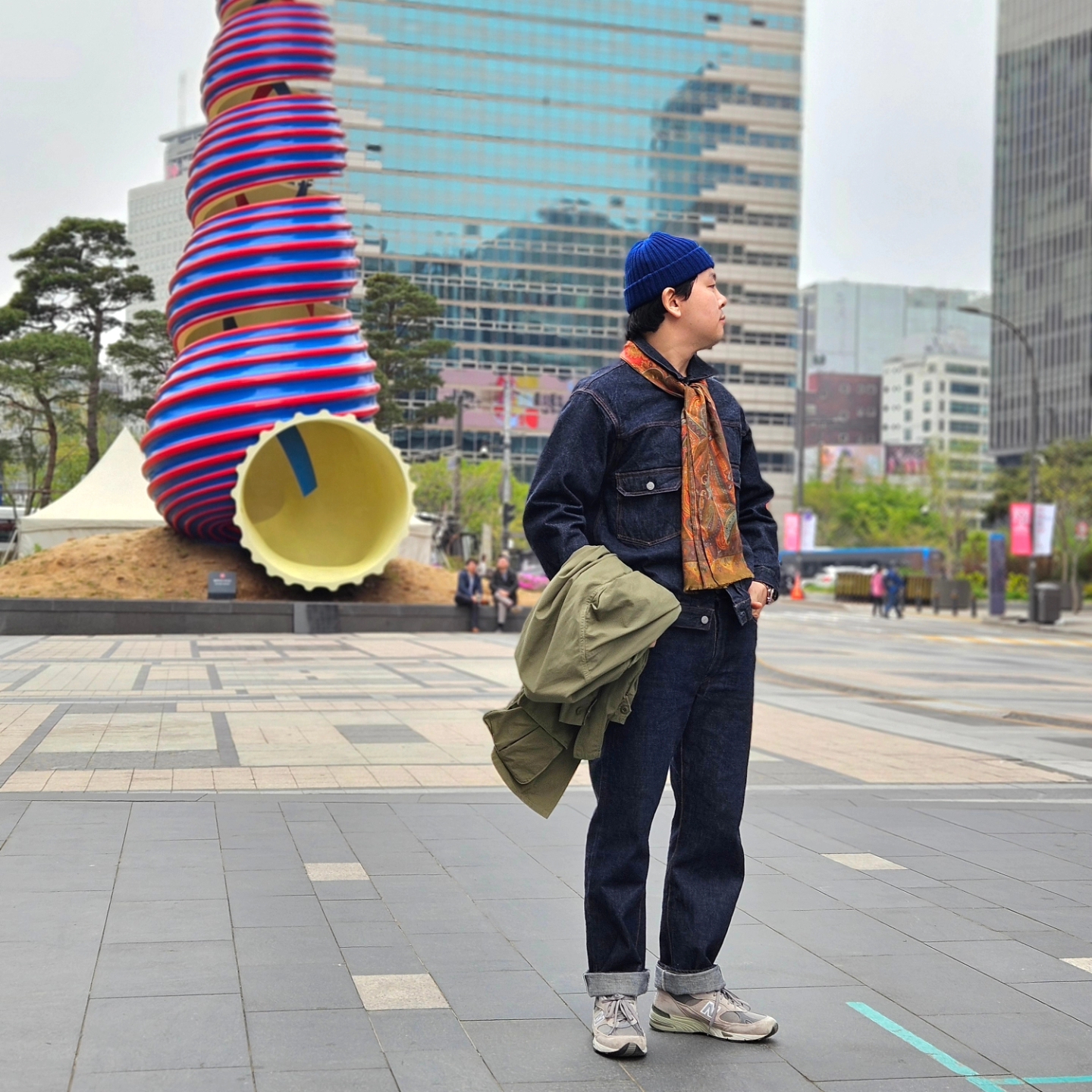 Fullcount 2102W-20 Type 2 Denim Jacket One Wash Indigo Blue - Red Tab, Fullcount 1101W Straight Denim One Wash Indigo Blue 착용 스타일 - 3