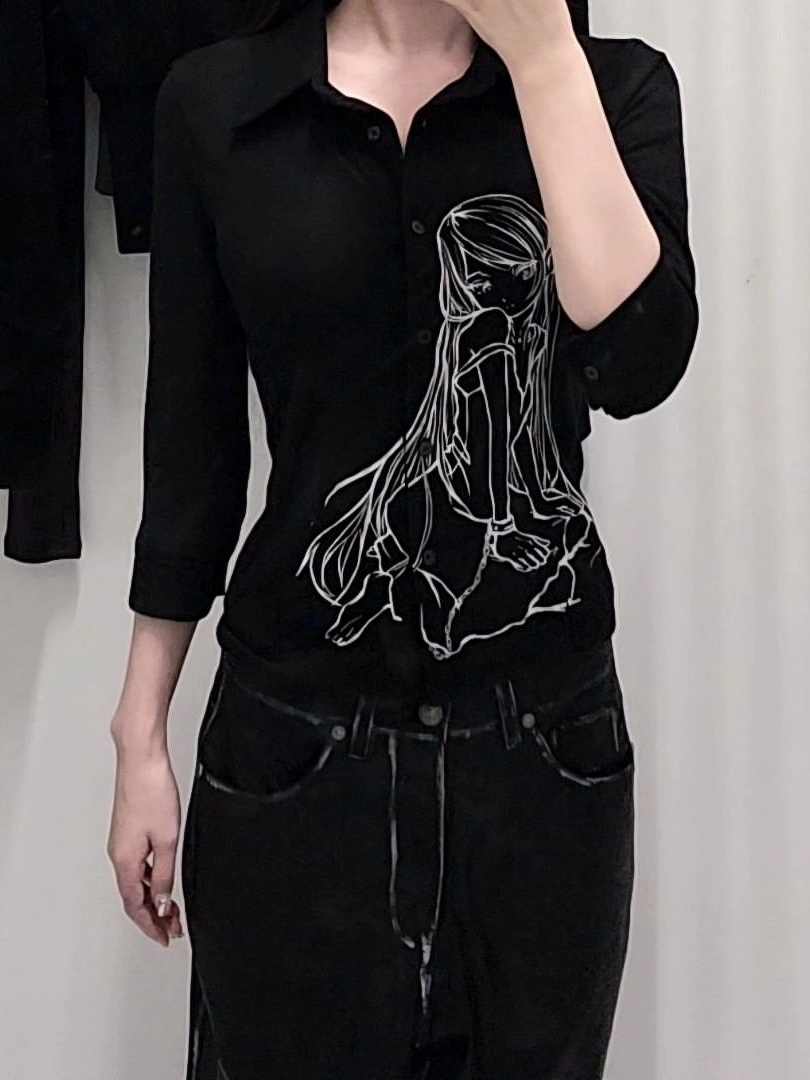 [KREAM 단독] Bonnae Women Three-quarter sleeve shirt White 착용 스타일