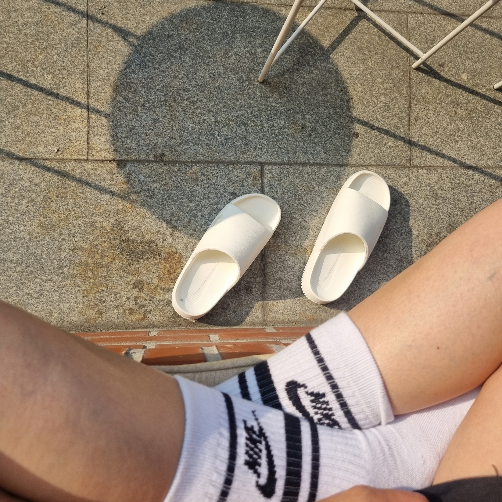 (W) Nike Calm Slide Sail 착용 스타일