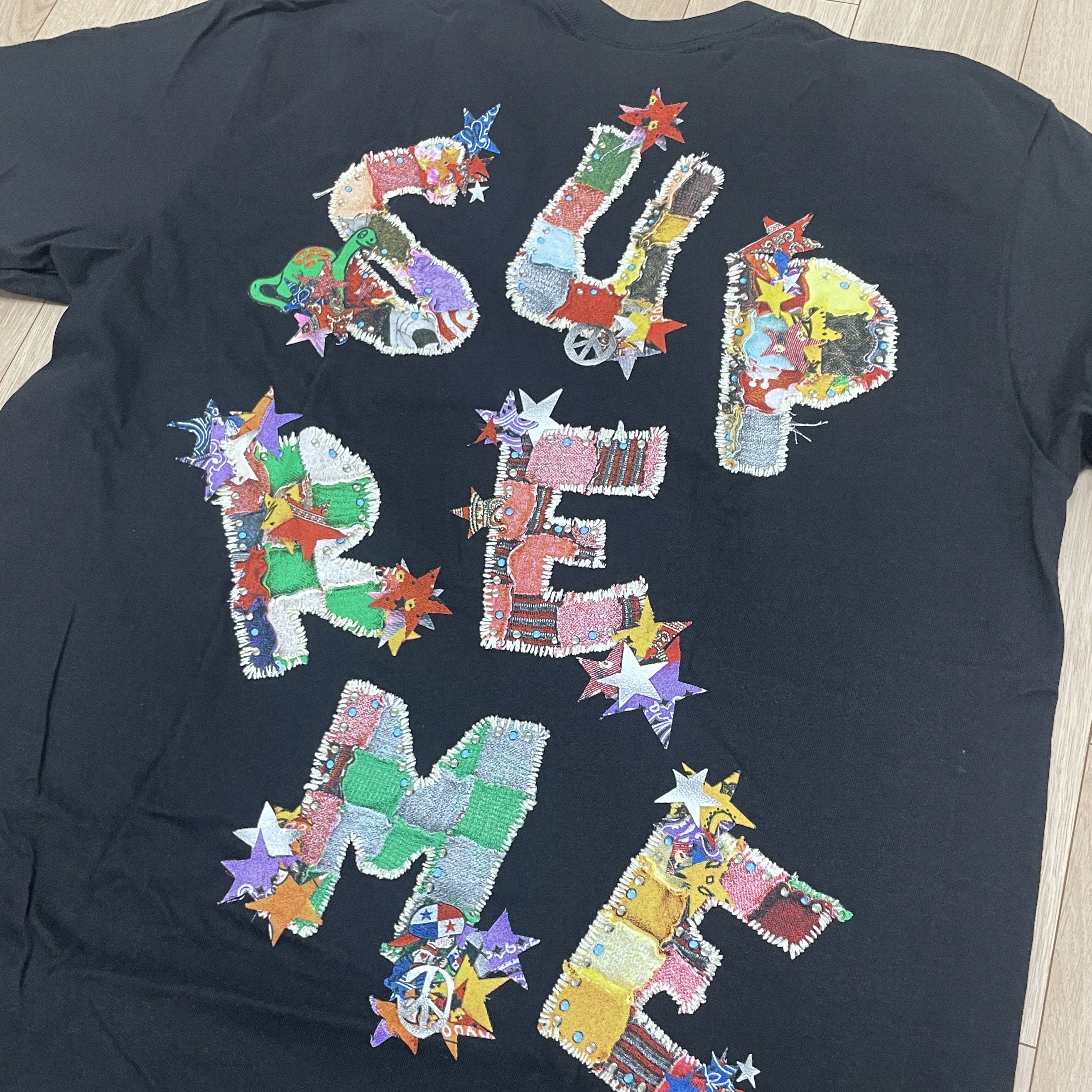 Supreme Patchwork T-Shirt Black - 24SS 착용 스타일