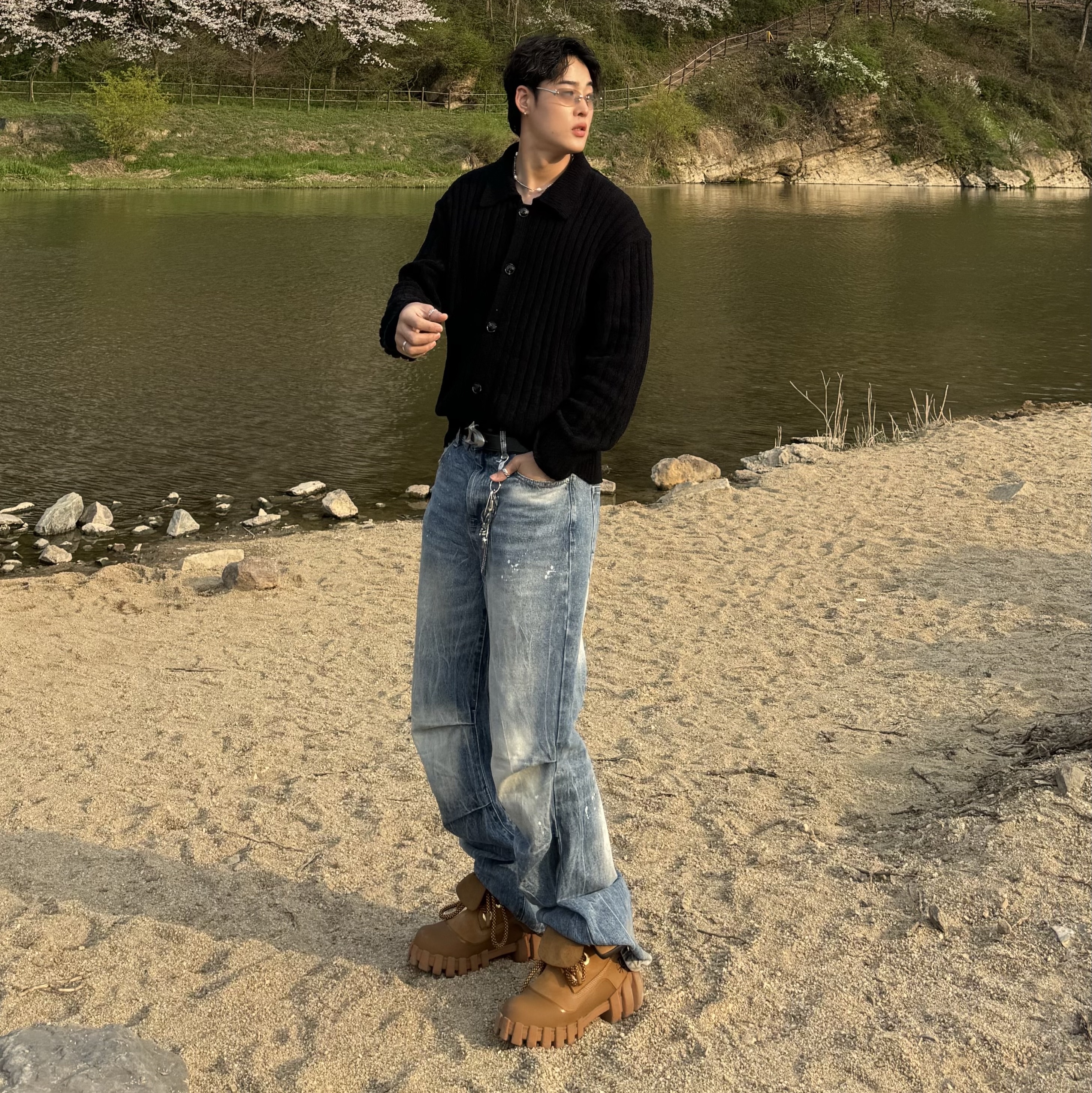 Timberland x Humberto Leon 6 Inch Boot Wheat Nubuck - Medium 착용 스타일 - 3