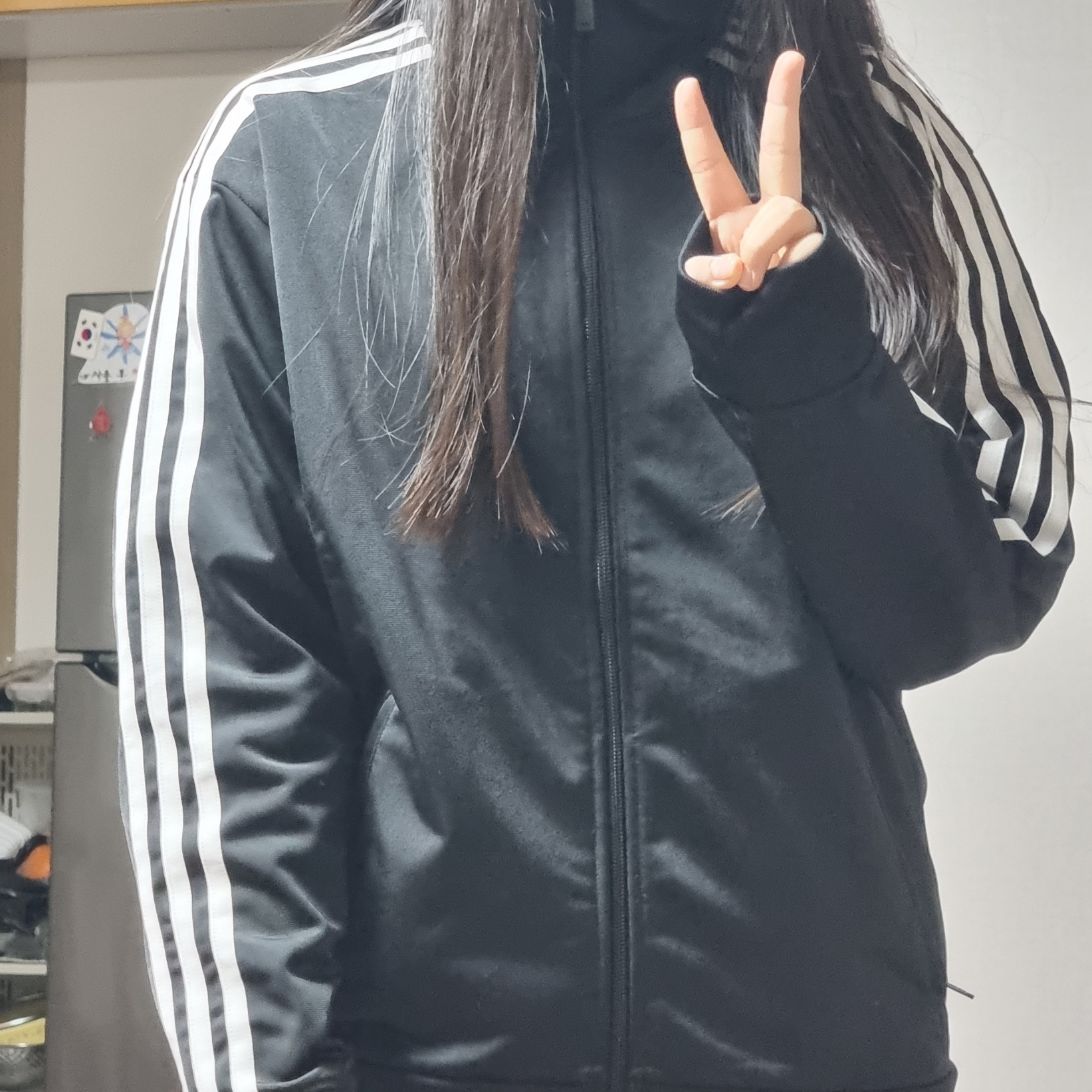 (W) Adidas Originals Firebird Loose Track Top Black - KR Sizing 착용 스타일