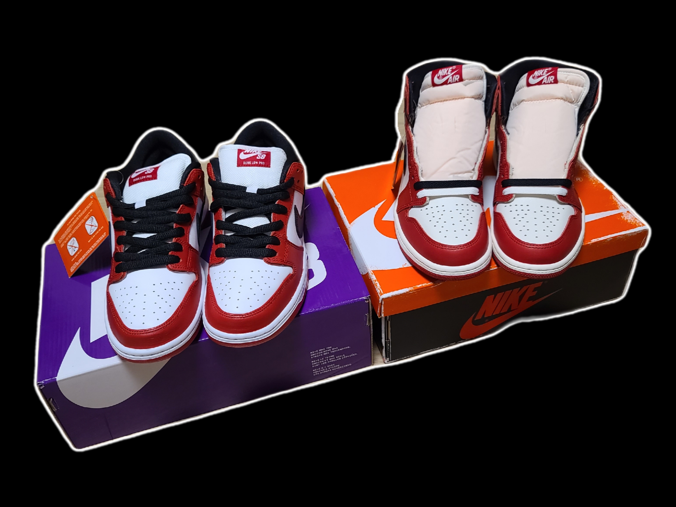 Nike SB Dunk Low Pro Chicago, Jordan 1 Retro High OG Chicago 2022 착용 스타일