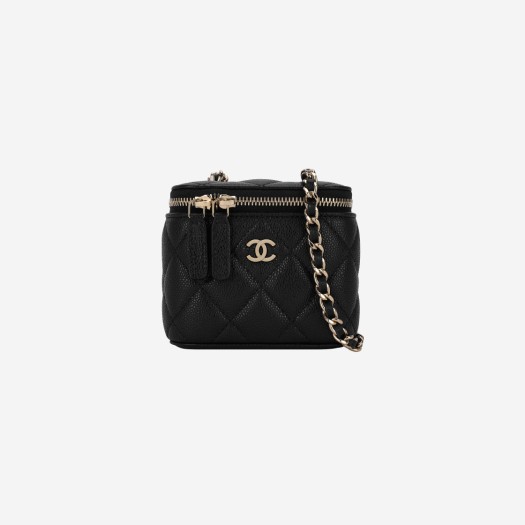 Chanel Small Classic Vanity with Chain Grained Calfskin & Gold Black (Inside Mirror)