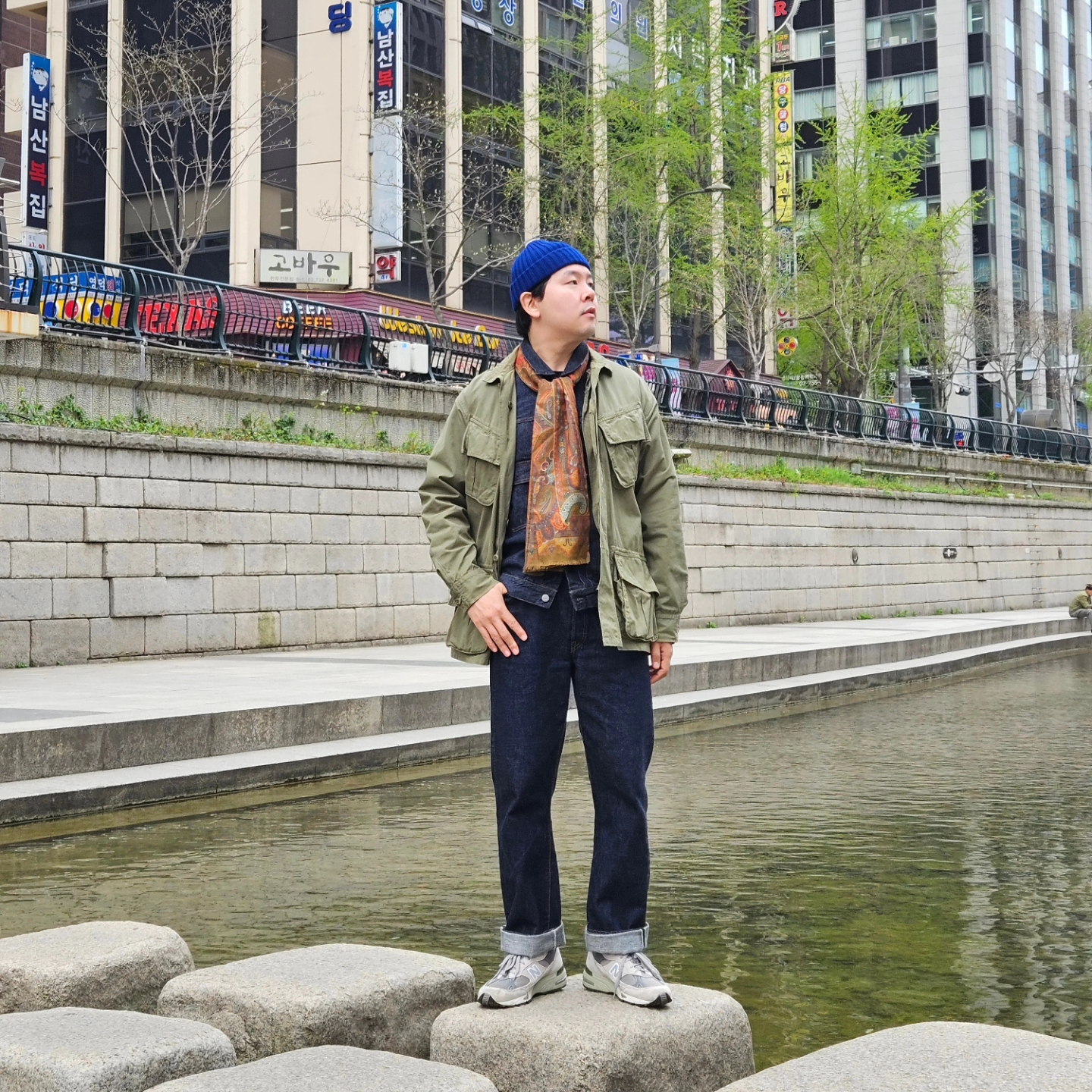 Fullcount 2102W-20 Type 2 Denim Jacket One Wash Indigo Blue - Red Tab, Fullcount 1101W Straight Denim One Wash Indigo Blue 착용 스타일 - 6
