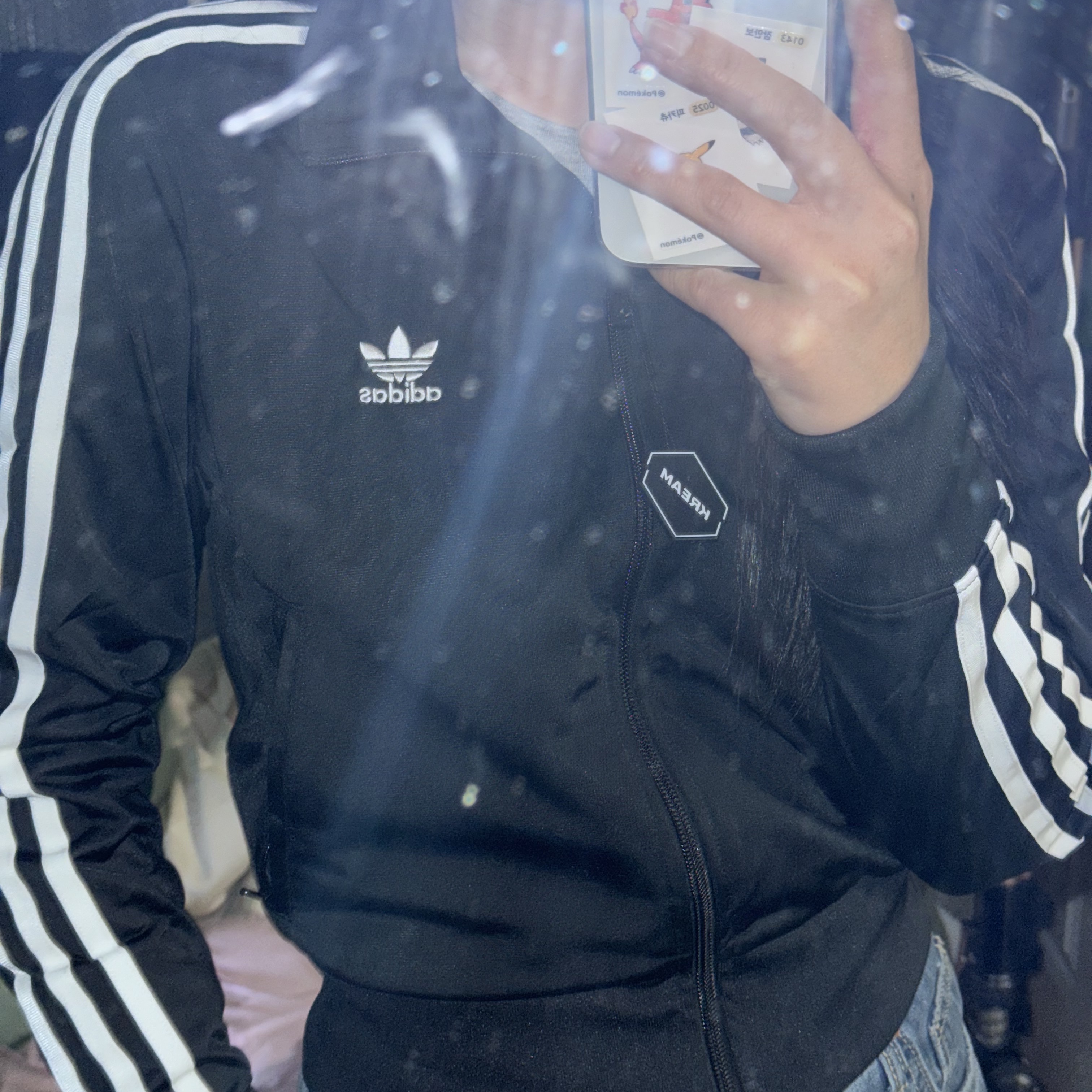 (W) Adidas Adicolor Classic Firebird Track Top Black - KR Sizing 착용 스타일