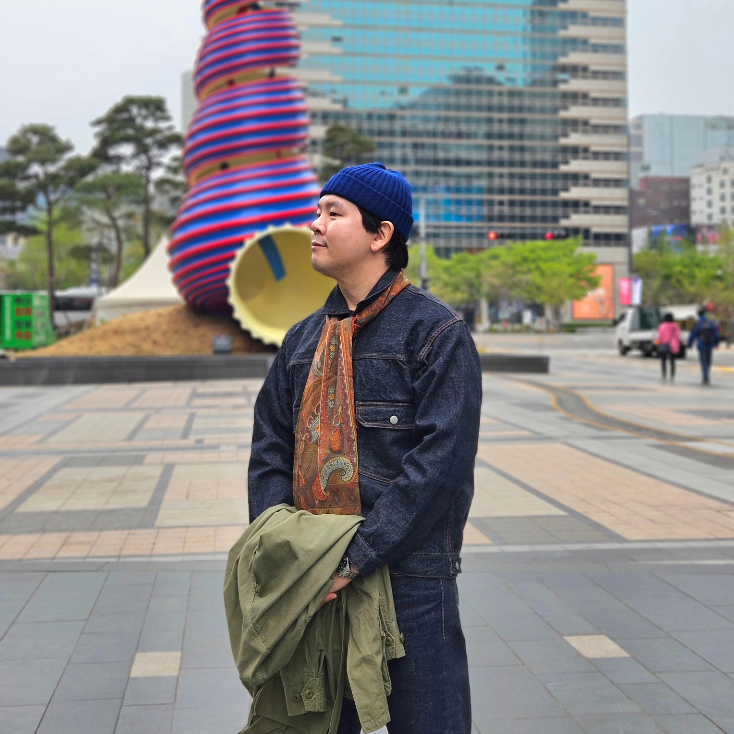 Fullcount 2102W-20 Type 2 Denim Jacket One Wash Indigo Blue - Red Tab, Fullcount 1101W Straight Denim One Wash Indigo Blue 착용 스타일 - 5
