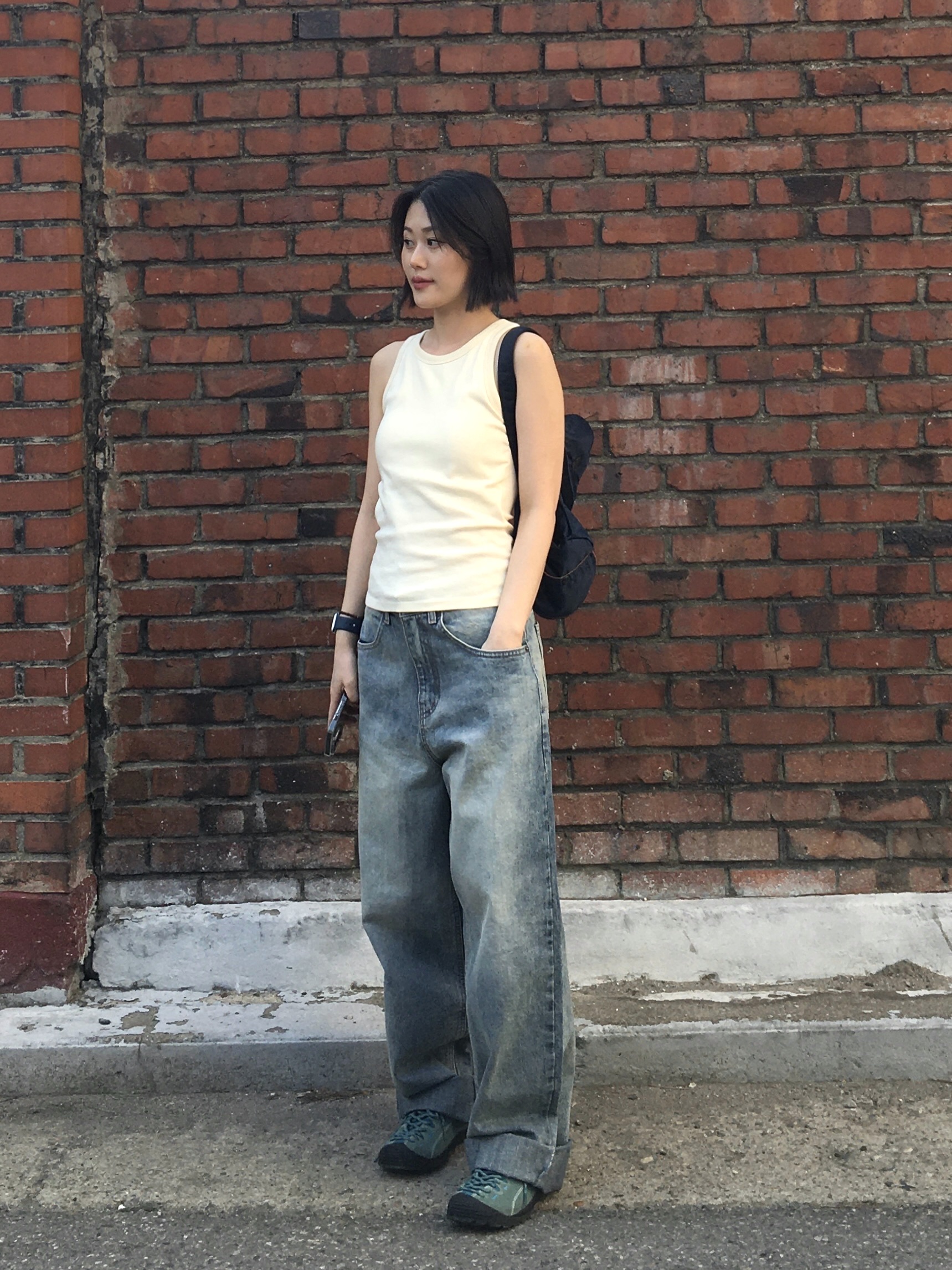 (W) Keen Jasper Sneakers Dark Forest, Porter Tanker Duffle Bag L Iron Blue 착용 스타일 - 1