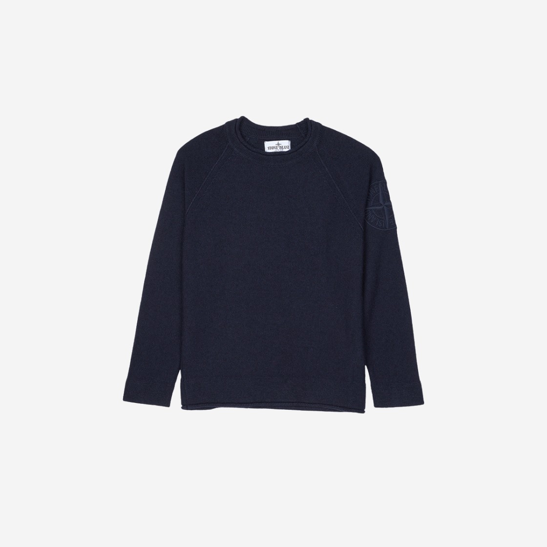 (Kids) Stone Island 507Z1 Reverse Stitch Wool Viscose Nylon Cashmere Blend Crew Neck Knit Navy Blue - 23FW 상세 이미지 1