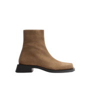 Zara Split Suede Heel Boots Medium Brown