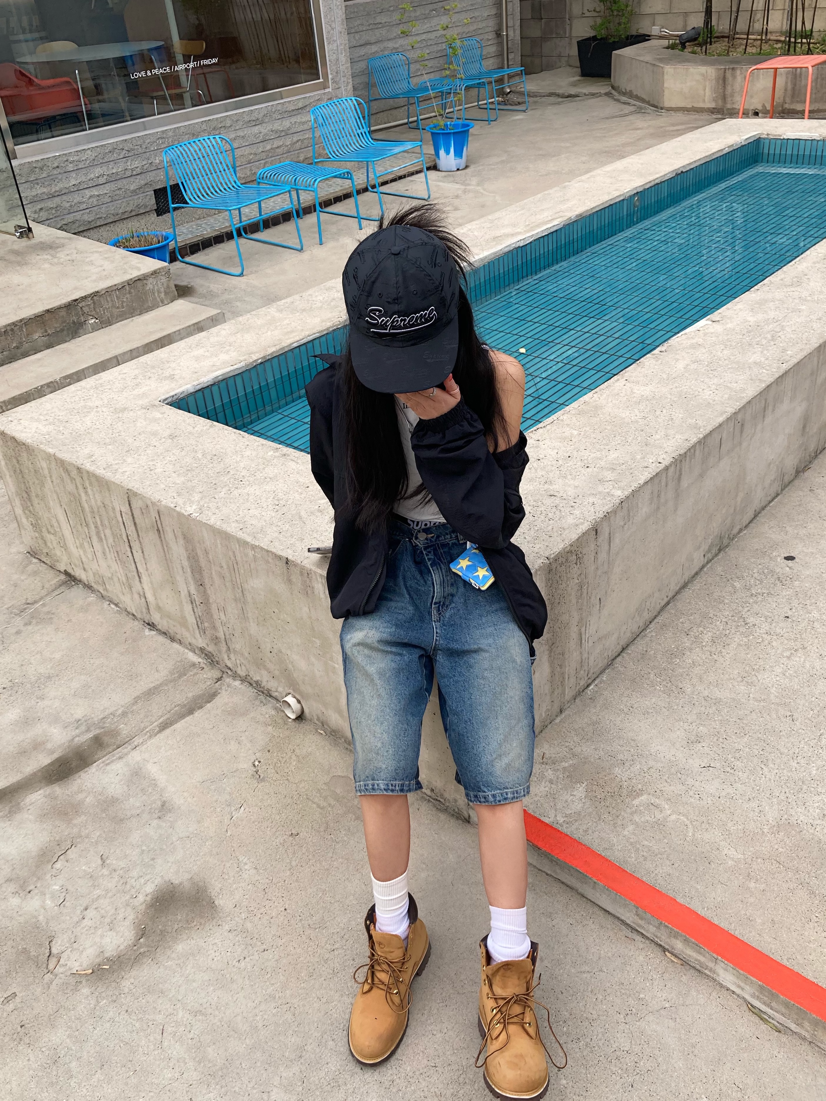 Thevinylhouse Carpenter Denim Shorts Blue, Timberland Premium 6 inch Waterproof Boot Wheat Nubuck - Wide 착용 스타일 - 3