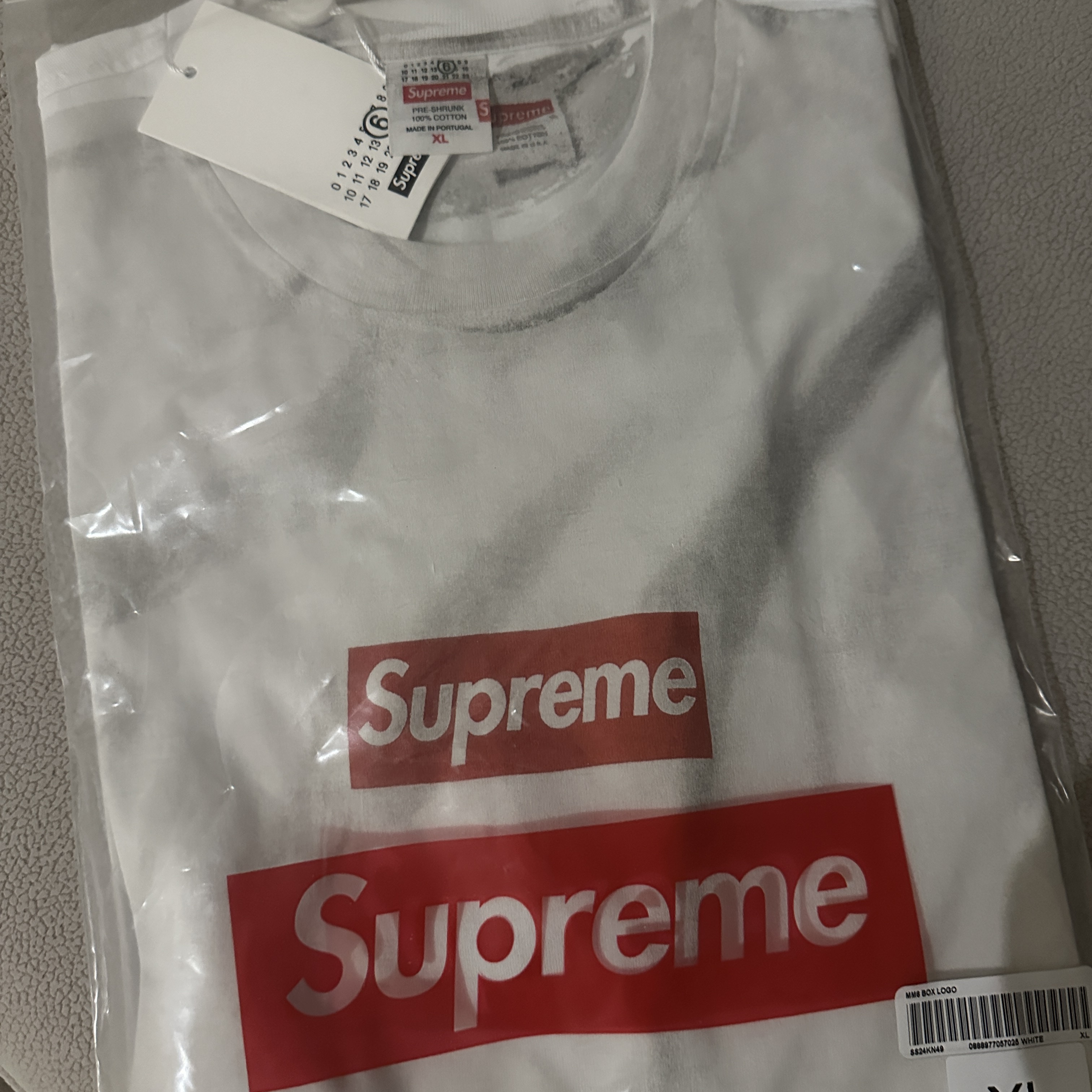 Supreme x MM6 Maison Margiela Box Logo T-Shirt White - 24SS 착용 스타일 - 1