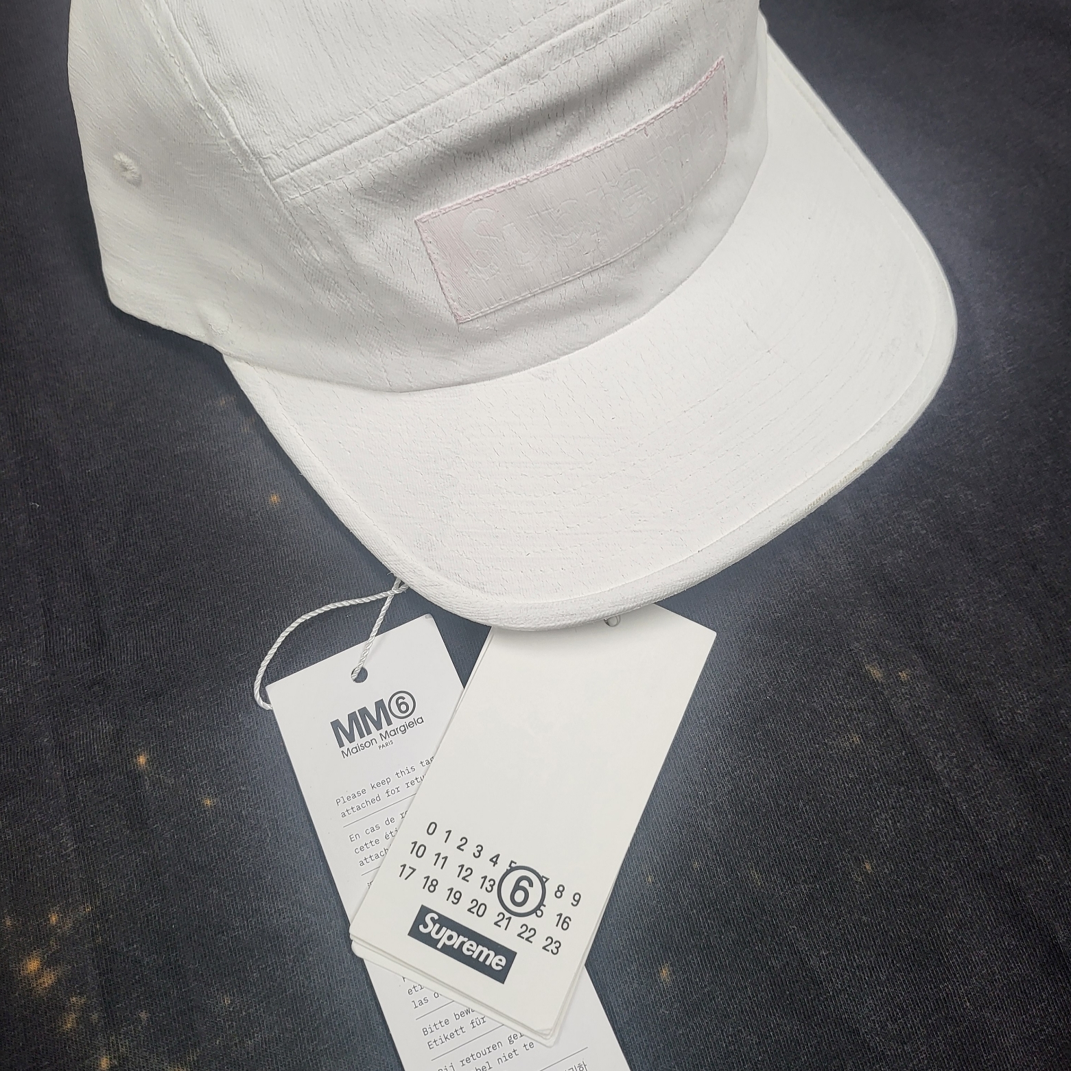 Supreme x MM6 Maison Margiela Painted Camp Cap White - 24SS 착용 스타일 - 1