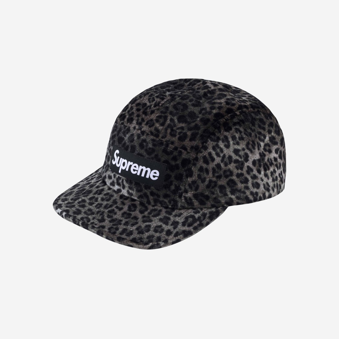 Supreme Leopard Velvet Camp Cap Black - 24SS 상세 이미지 1