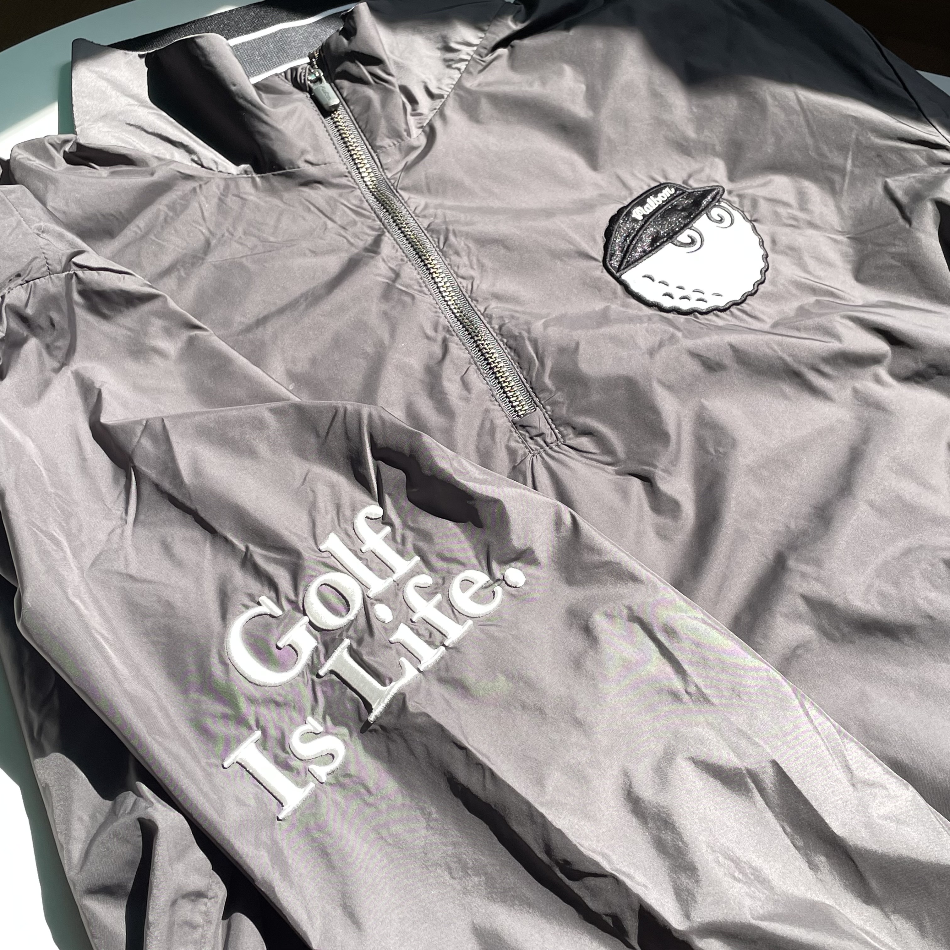 Malbon Golf Buckets 1/4 Zip Piste Beige 착용 스타일 - 1