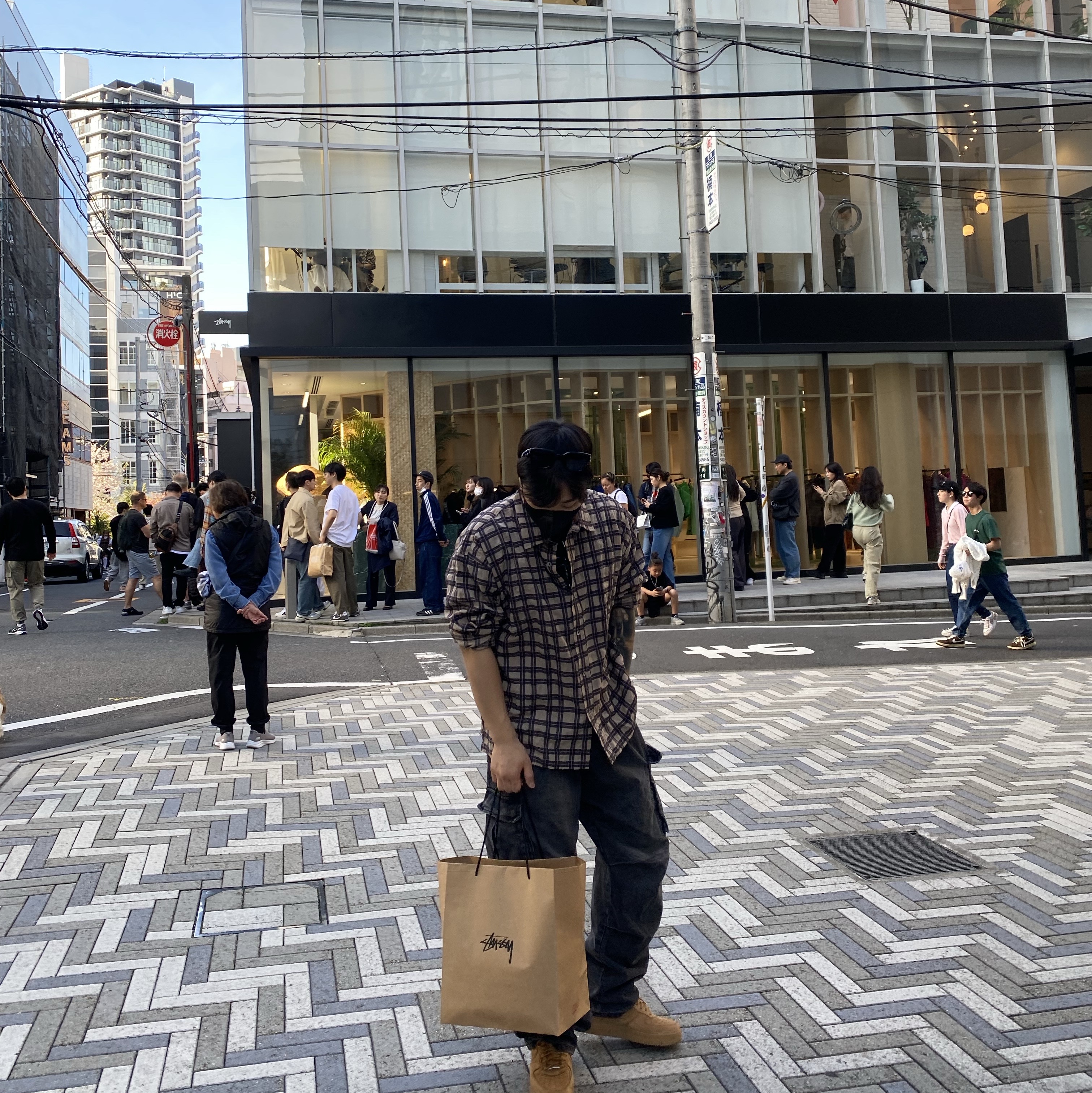 Stussy Sonoma Plaid Shirt Tan 착용 스타일
