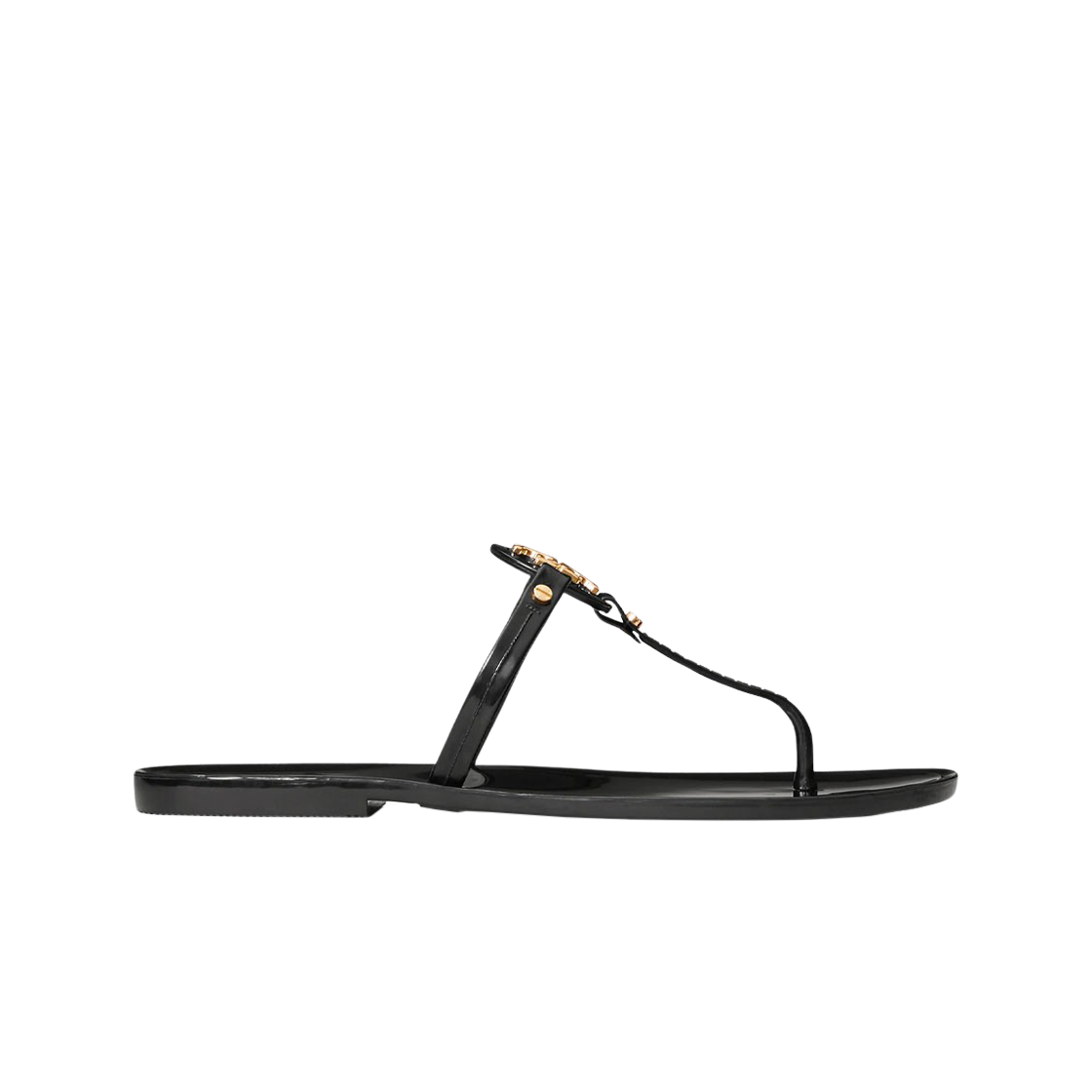(W) 토리버치 미니 밀러 플랫 통 블랙((W) Tory Burch Mini Miller Flat Thong Black)