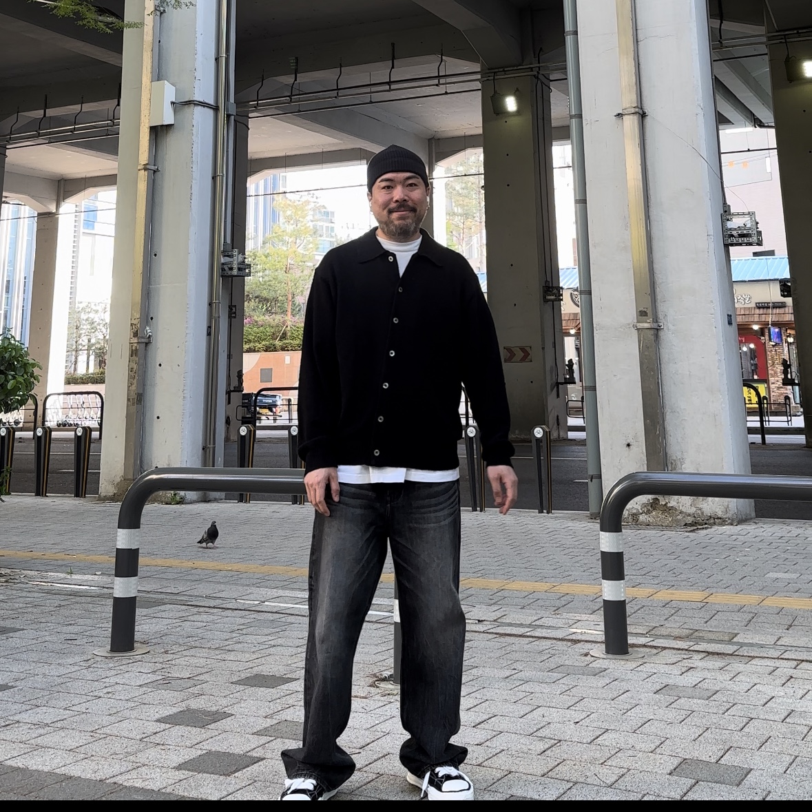 Maison Mihara Yasuhiro Peterson OG Sole Canvas Low Sneakers Black 착용 스타일