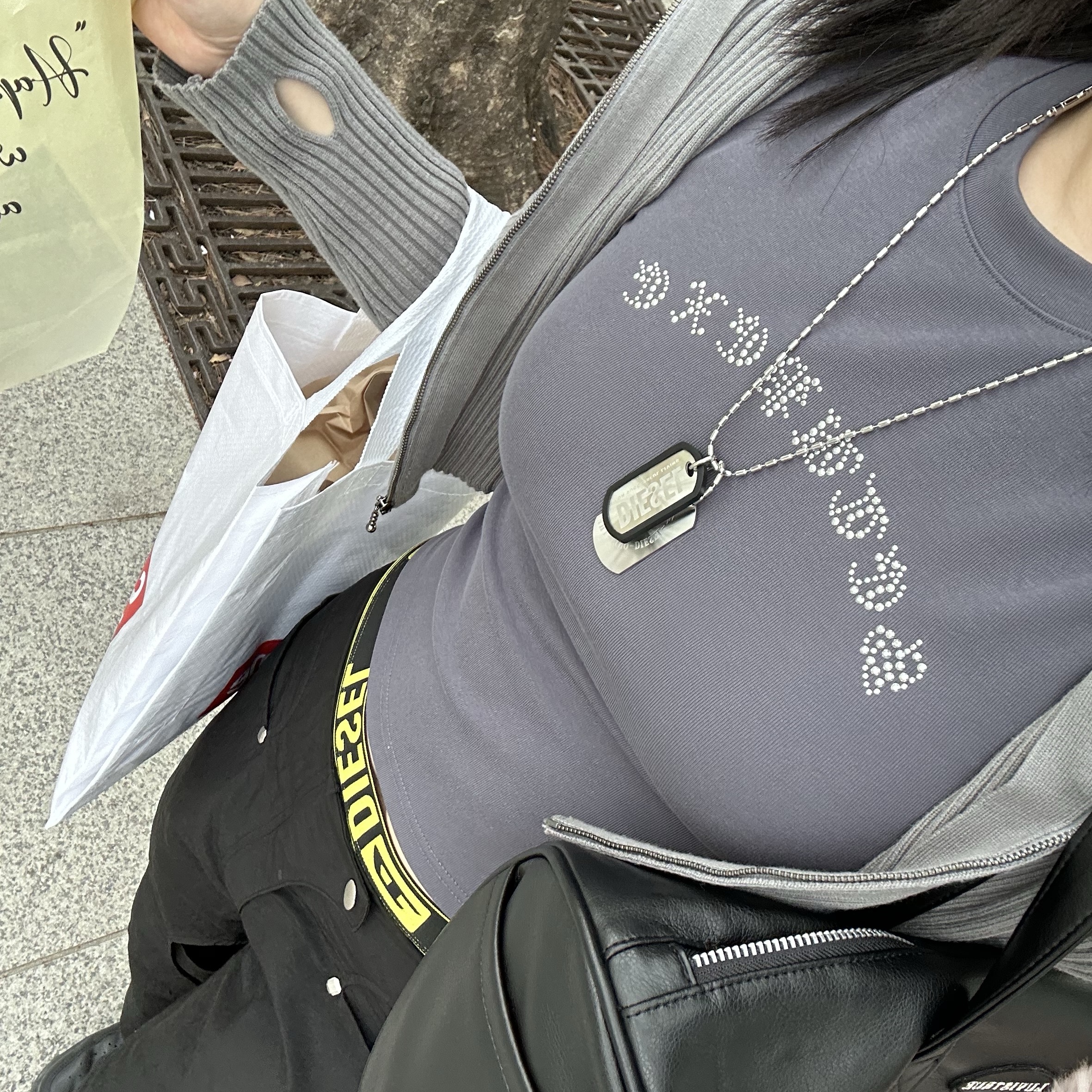 Diesel Dx0011 Stainless Steel Double Dog Tag Necklace Silver, Supreme Saint Sebastian LS T-Shirt Black - 24SS 착용 스타일 - 1