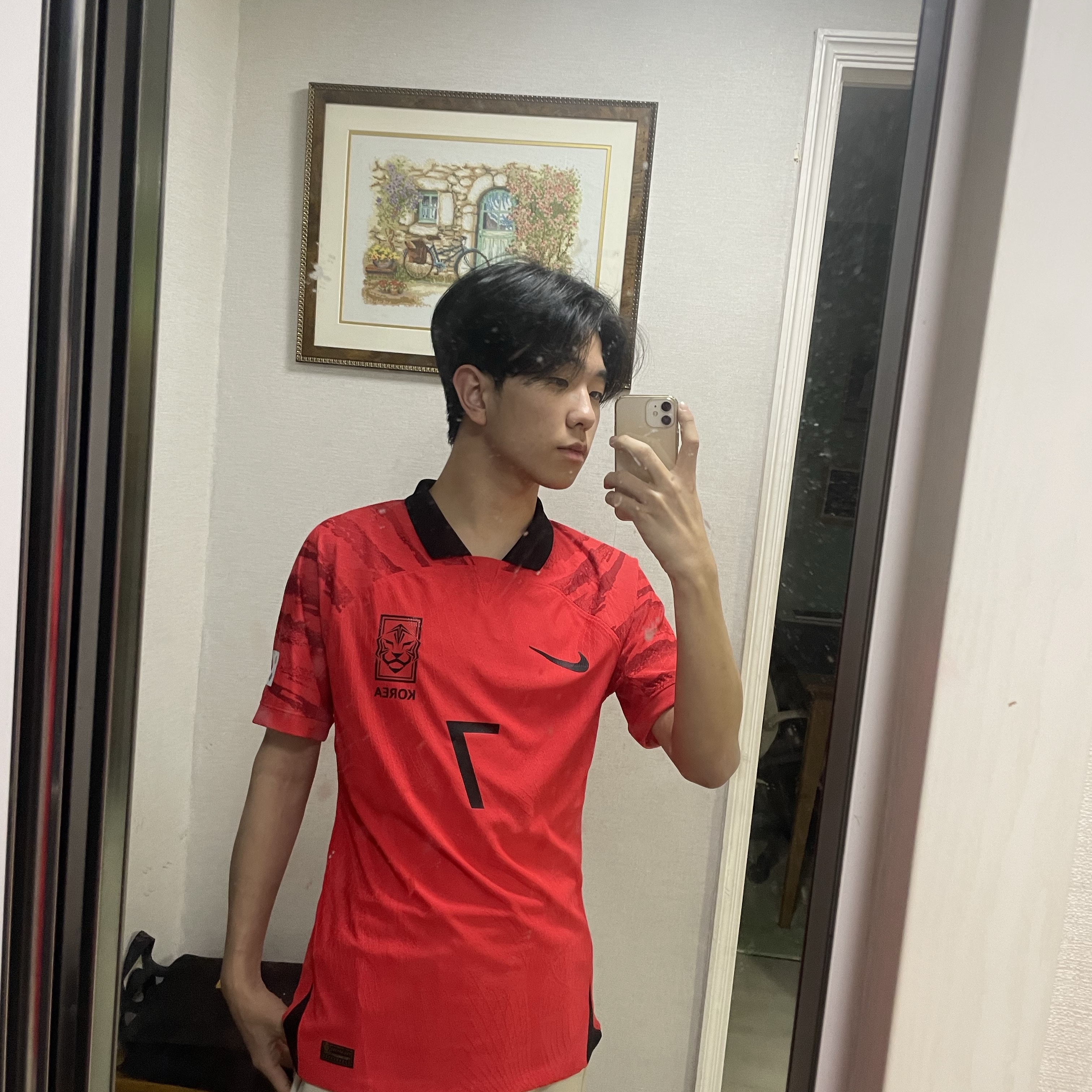 Nike Korea 2022/23 Dri-Fit ADV Player Issue Home SS Jersey Global Red - Asia (Non Marking Ver.) 착용 스타일