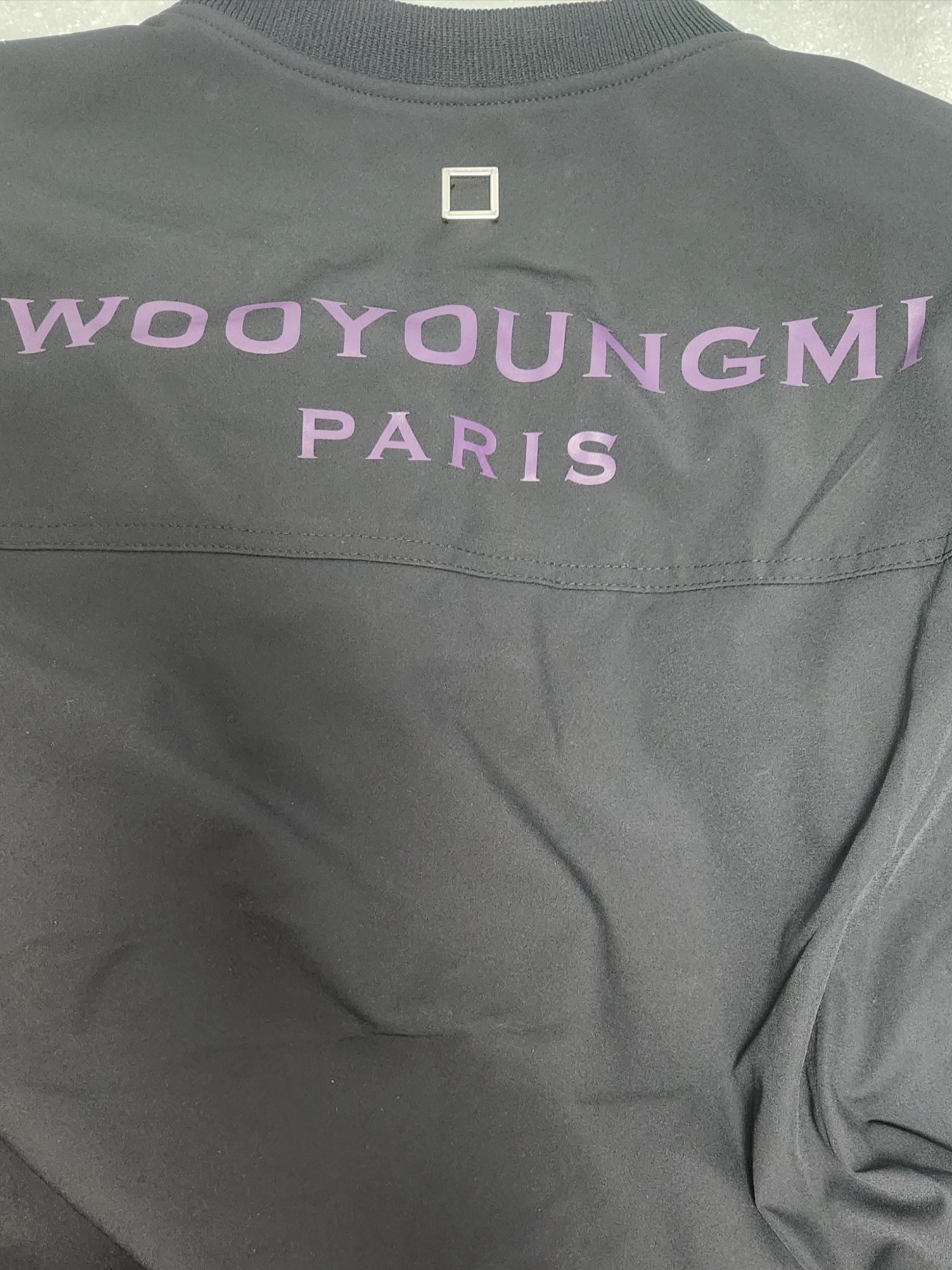 Wooyoungmi Nylon String Long Sleeve Back Logo T-Shirt Navy - 23SS 착용 스타일