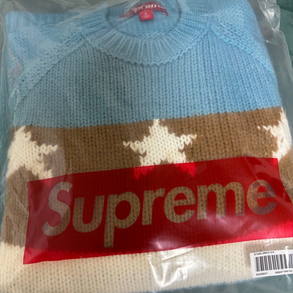 トップス Supreme 24SS Stars Sweater Dusty Blue Supreme 24SS Stars Sweater Dusty Blue