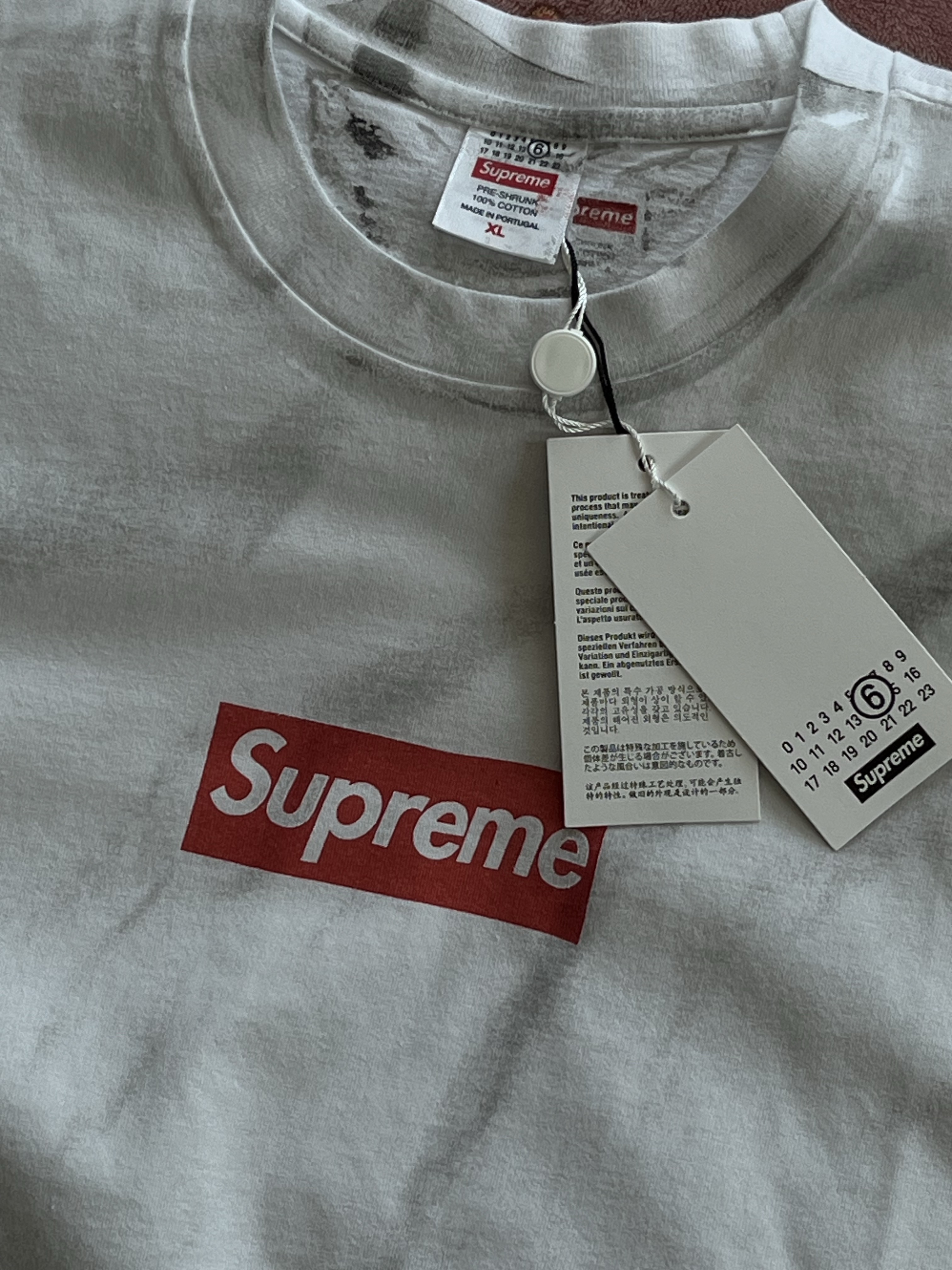 Supreme x MM6 Maison Margiela Box Logo T-Shirt White - 24SS 착용 스타일 - 1