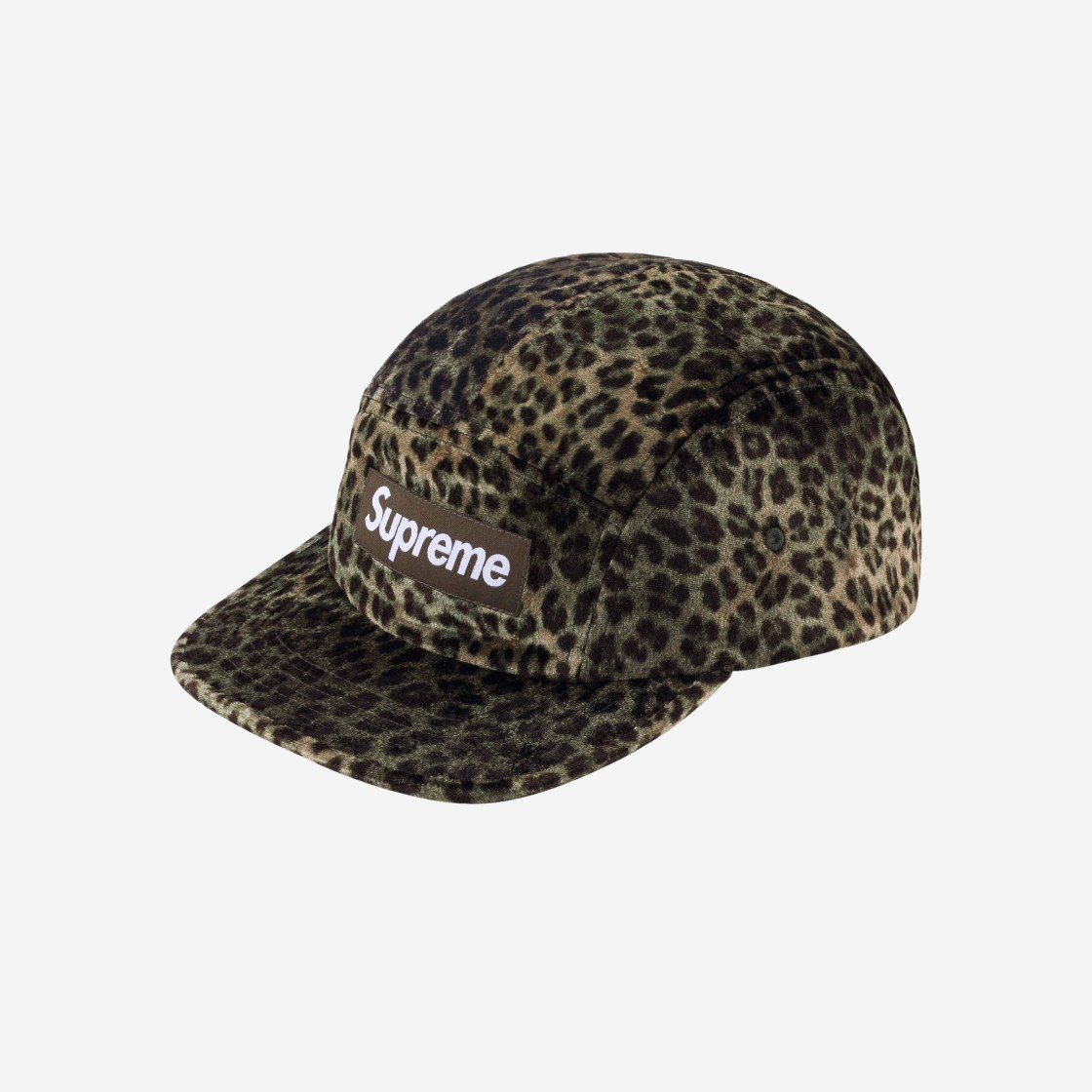 Supreme Leopard Velvet Camp Cap Olive - 24SS 상세 이미지 1