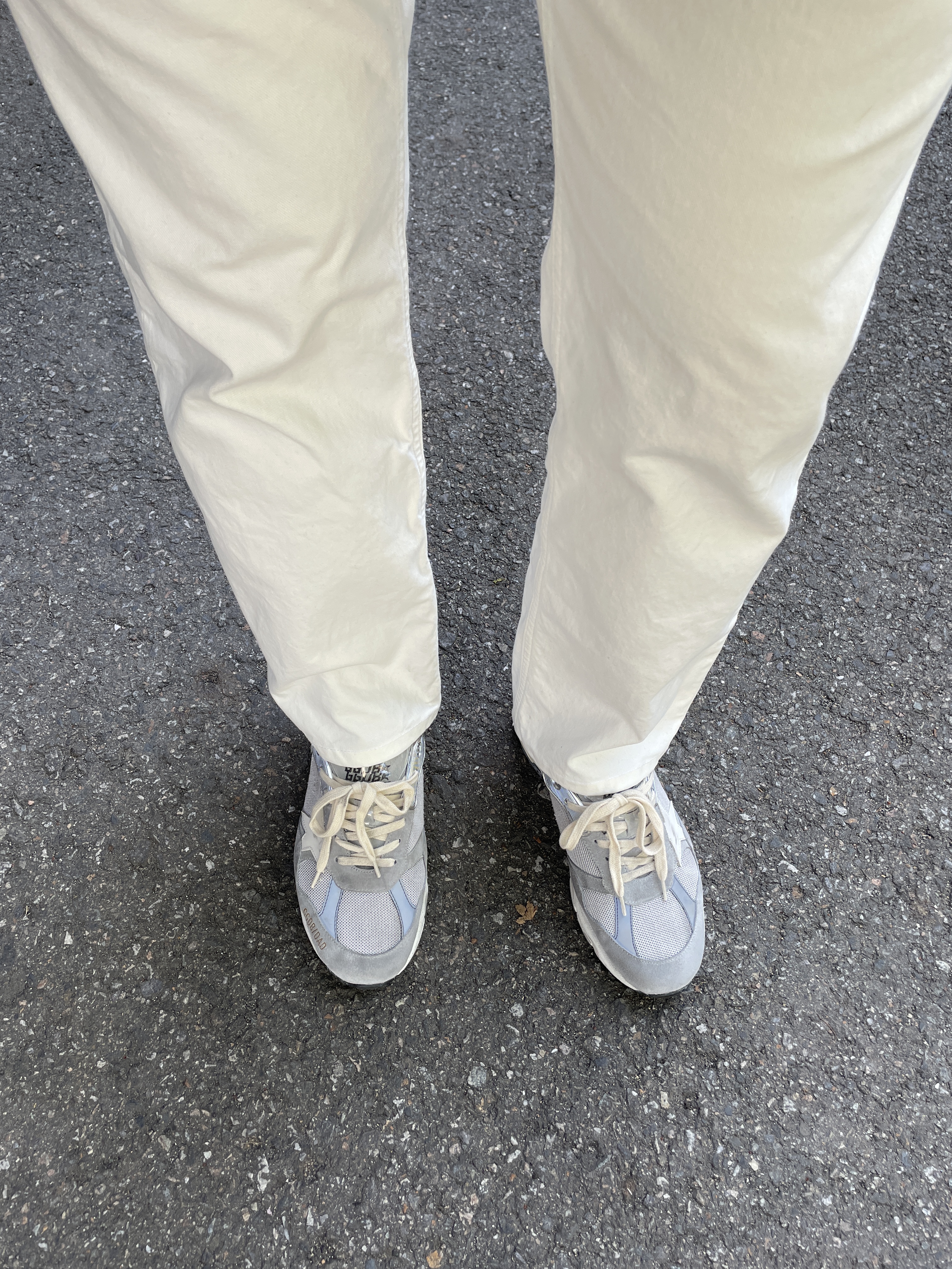 Golden Goose Dad-Star Sneakers Gray Silver White 착용 스타일 - 1