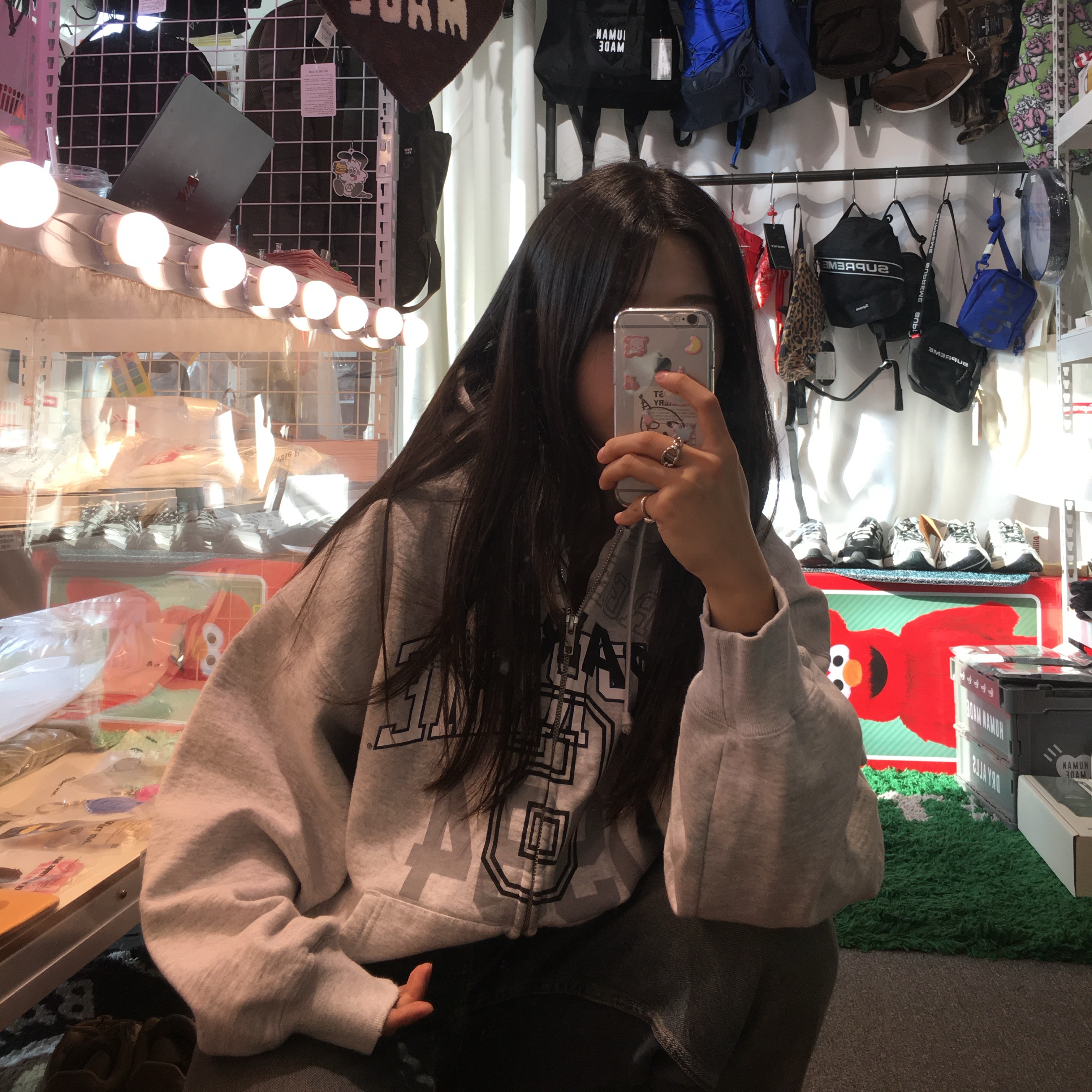 Supreme x MM6 Maison Margiela Zip Up Hooded Sweatshirt Ash Grey - 24SS 착용 스타일 - 2