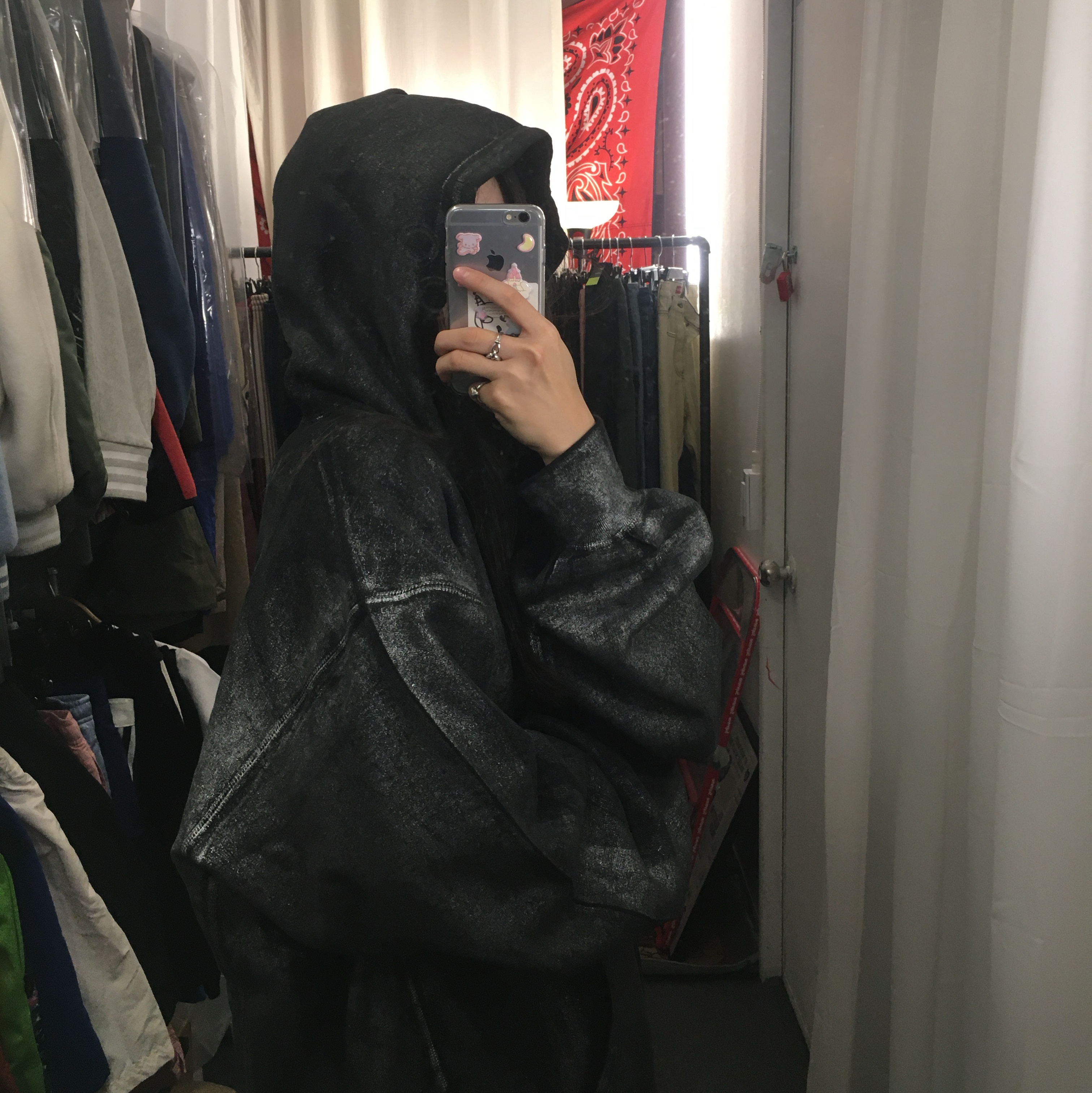 Supreme x MM6 Maison Margiela Foil Box Logo Hooded Sweatshirt Black - 24SS 착용 스타일 - 2