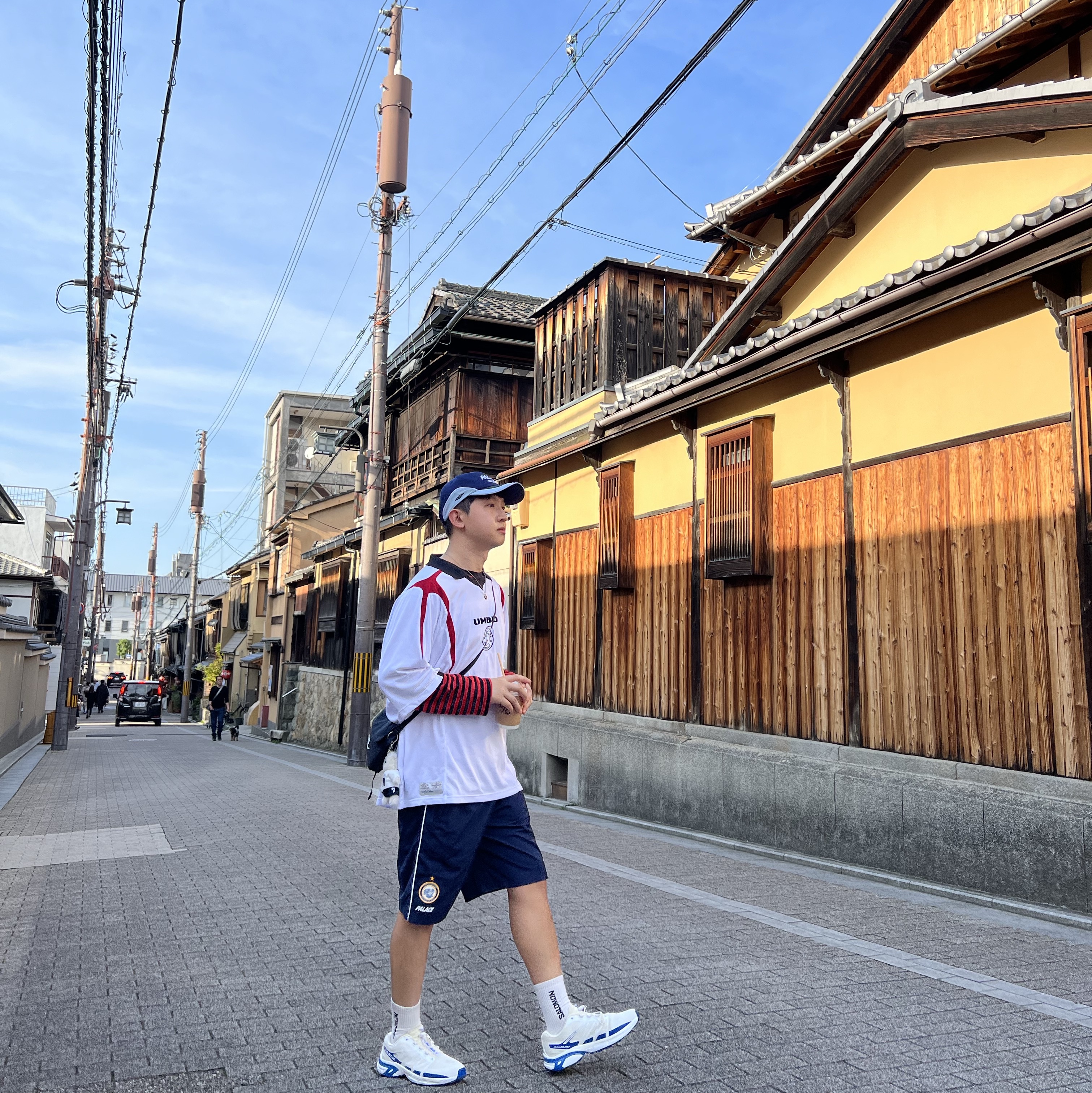 Palace x Umbro Cap Blue - 24SS, Palace x Umbro Shorts Blue - 24SS 착용 스타일