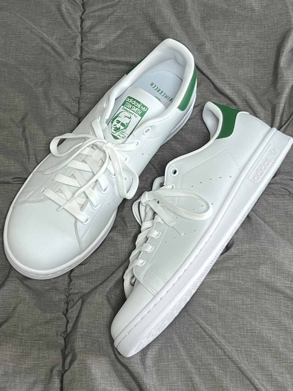 Adidas Stan Smith Vegan White Green, Adidas Stan Smith White Green OG 착용 스타일 - 3