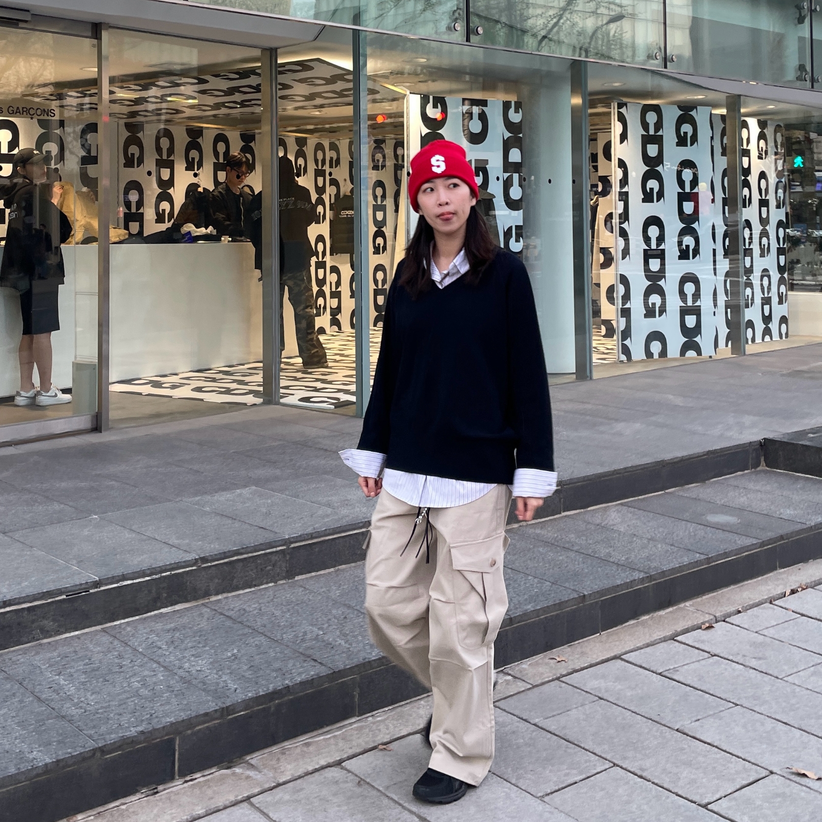 Supreme New Era $ Beanie Red - 24SS, Asics Jog 100 2 Black 착용 스타일 - 2