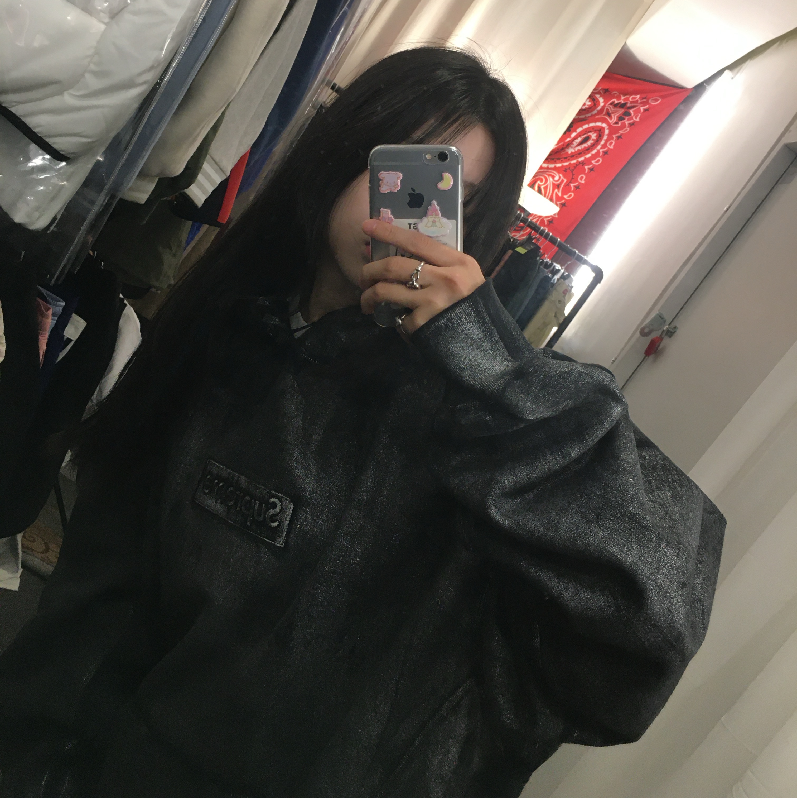 Supreme x MM6 Maison Margiela Foil Box Logo Hooded Sweatshirt Black - 24SS 착용 스타일 - 1