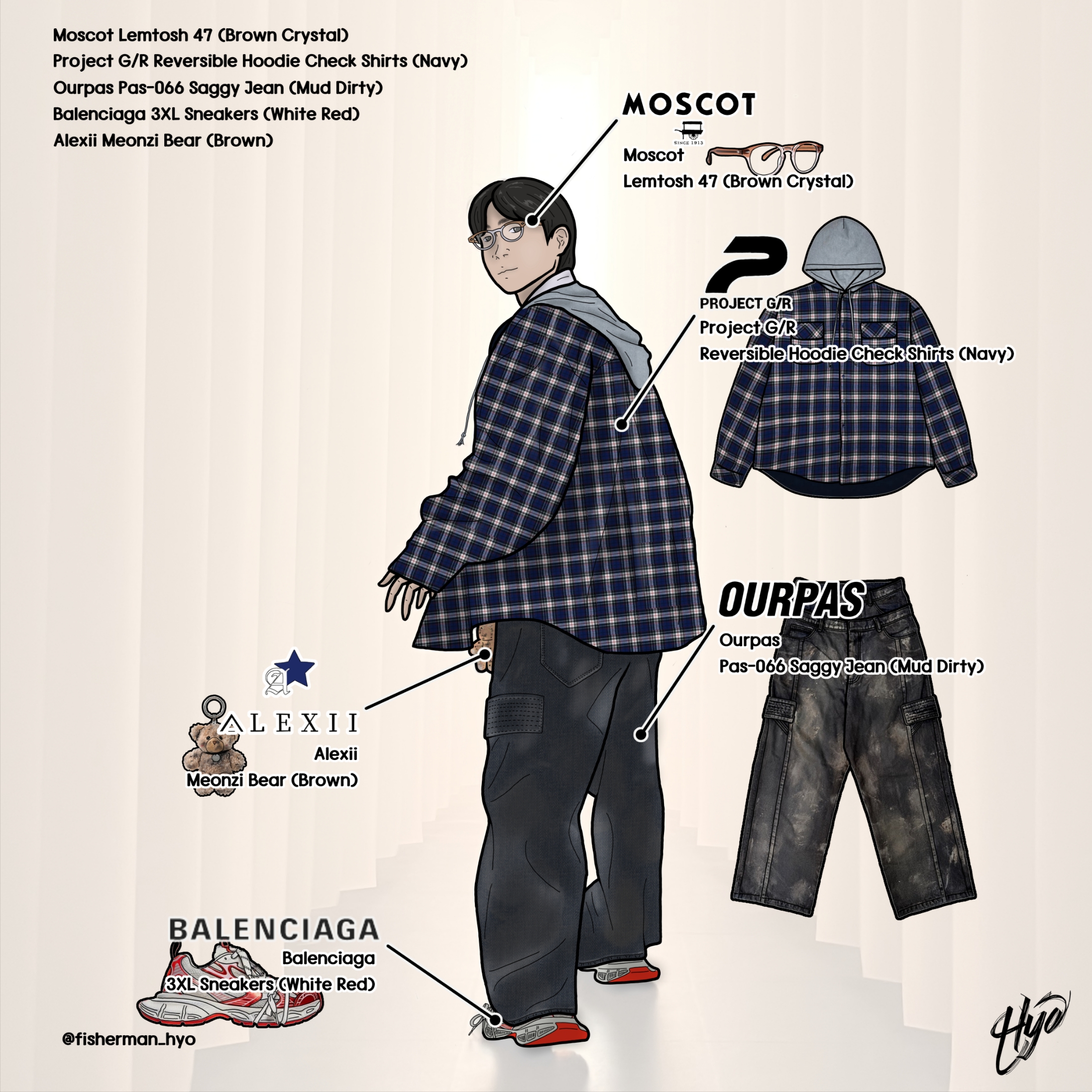Balenciaga 3XL Sneakers White Red, Project G/R Reversible Hoodie Check Shirts Navy 착용 스타일 - 2