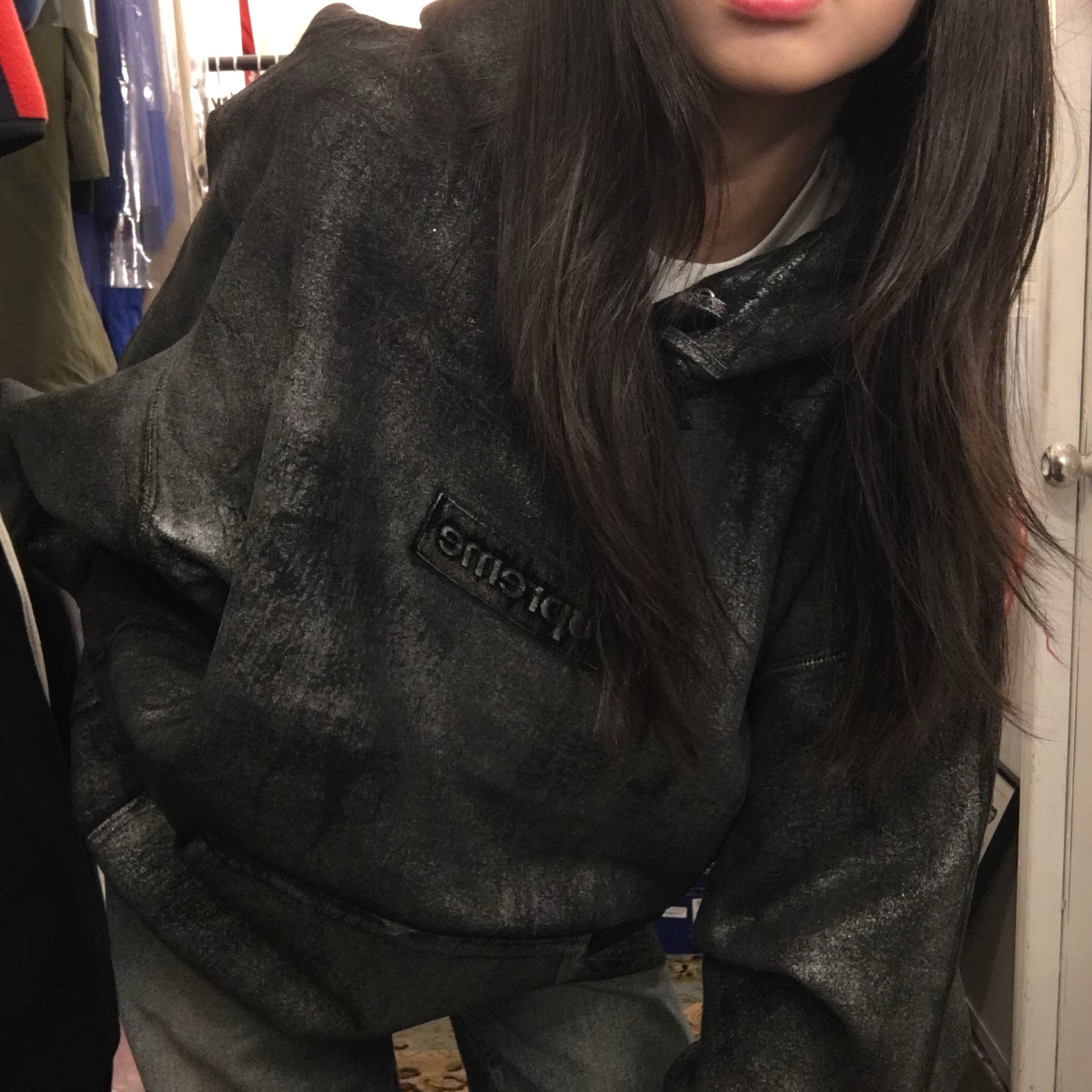 Supreme x MM6 Maison Margiela Foil Box Logo Hooded Sweatshirt Black - 24SS 착용 스타일 - 3