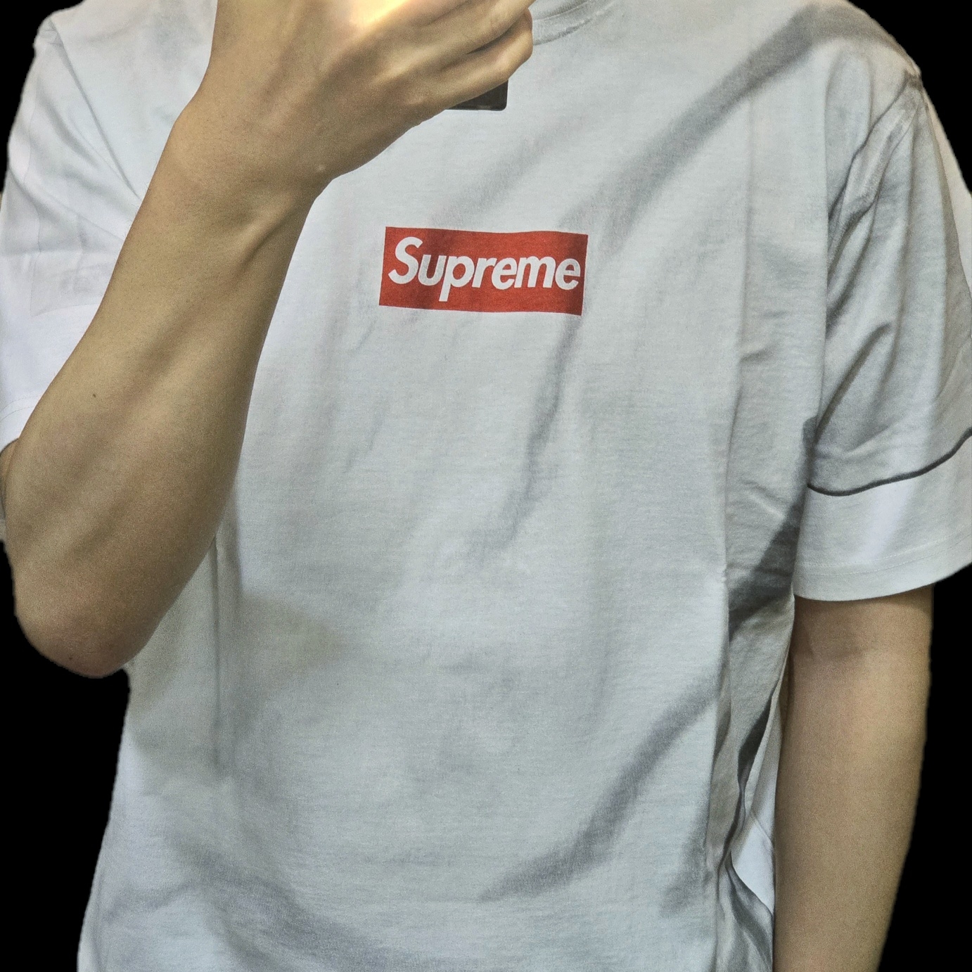 Supreme x MM6 Maison Margiela Box Logo T-Shirt White - 24SS 착용 스타일