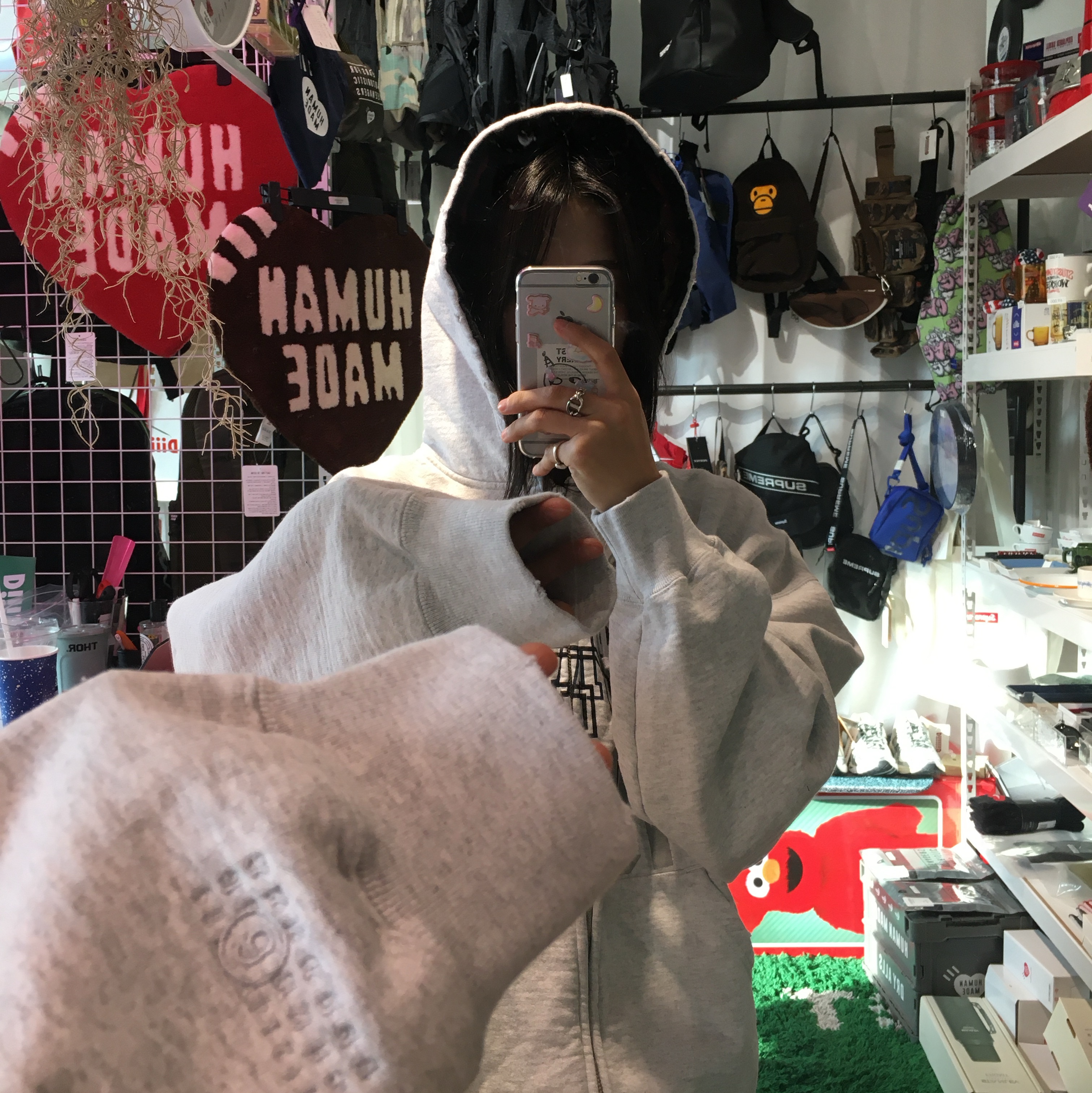 Supreme x MM6 Maison Margiela Zip Up Hooded Sweatshirt Ash Grey - 24SS 착용 스타일 - 3