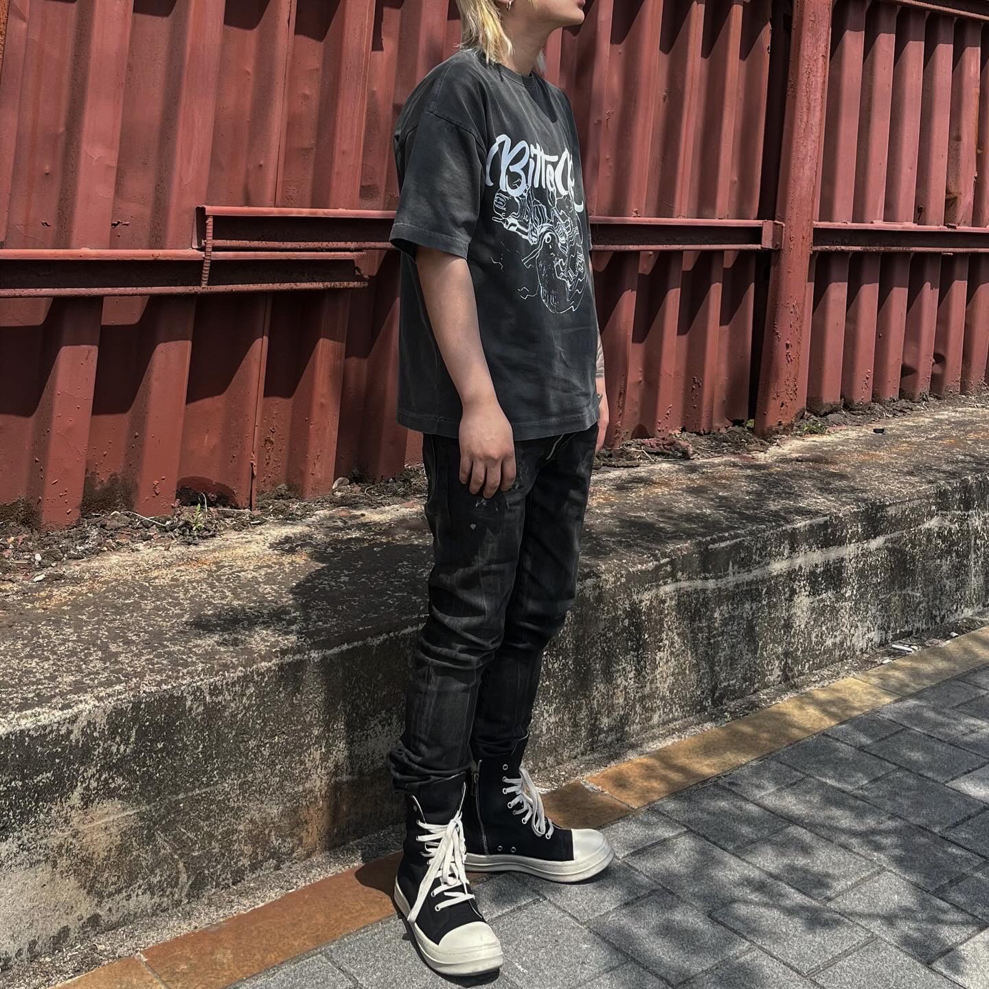 Rick Owens Drkshdw Calf Leather Penta Sneakers Black Milk White 착용 스타일 - 4