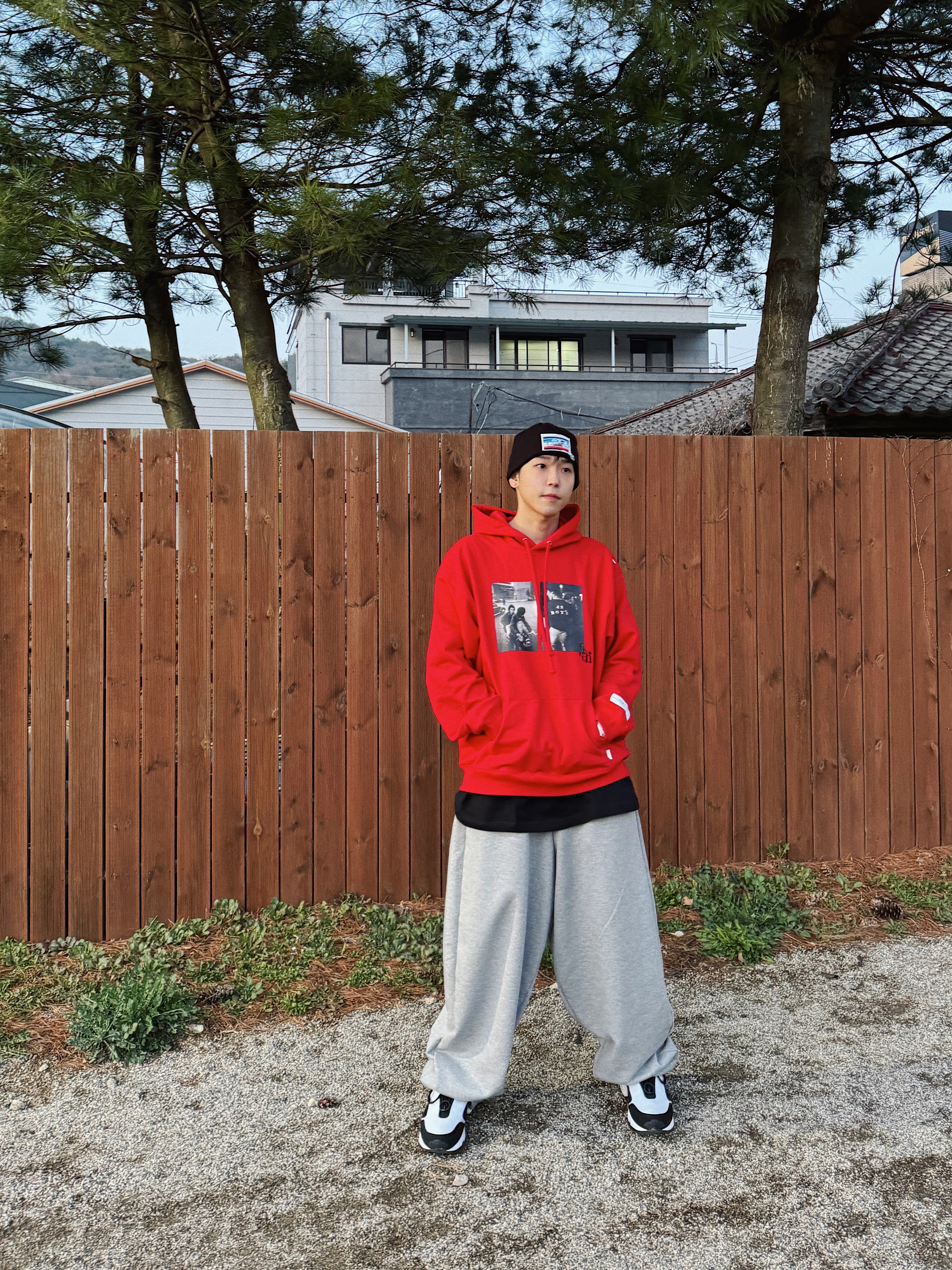 MJD Everyday Heavy Sweat Baggy Pants Melange Grey, Nike x Comme des Garcons Homme Plus Air Max Sunder SP White Black 착용 스타일 - 8