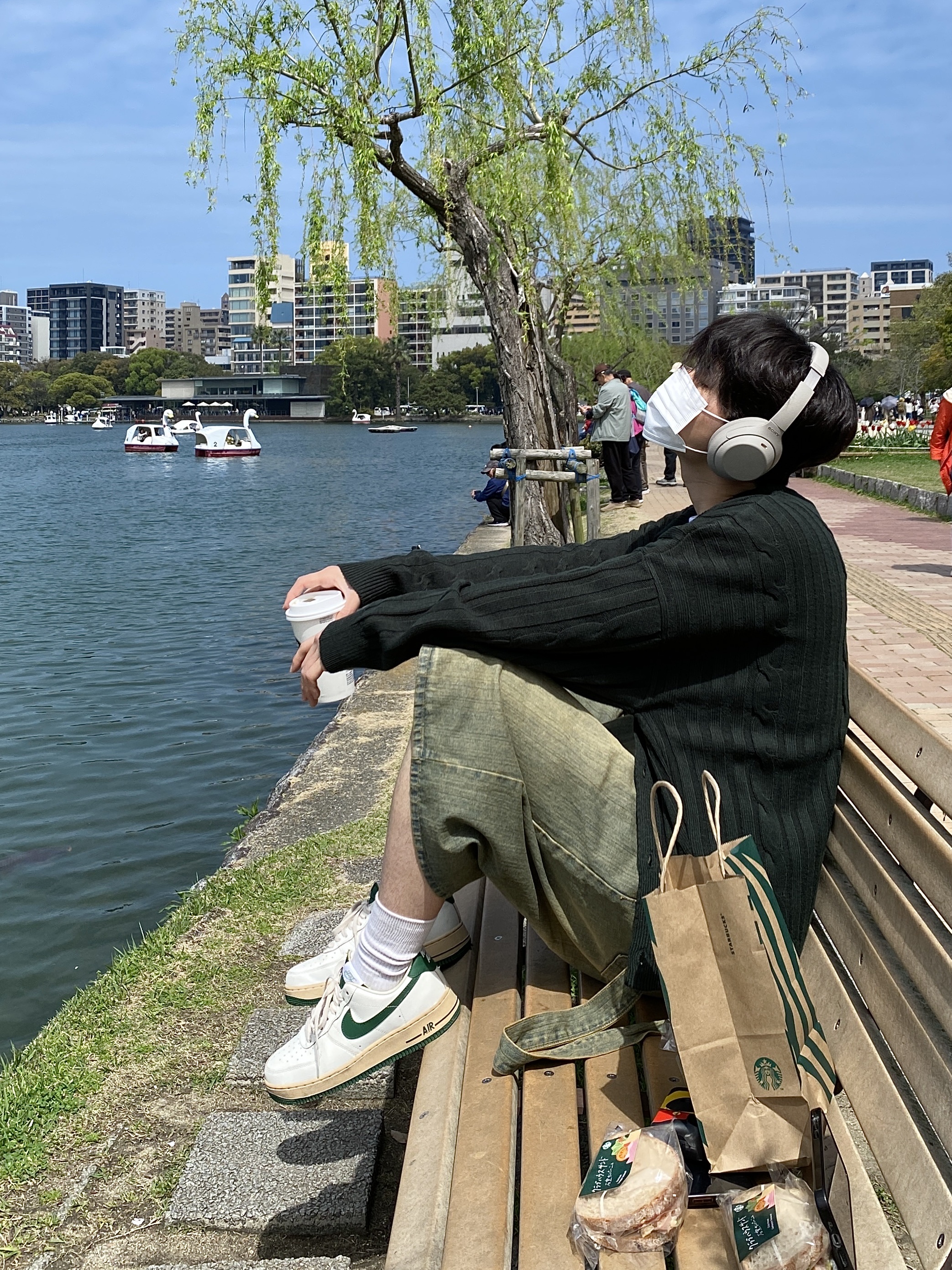 (W) Nike Air Force 1 Low Gorge Green 착용 스타일 - 2