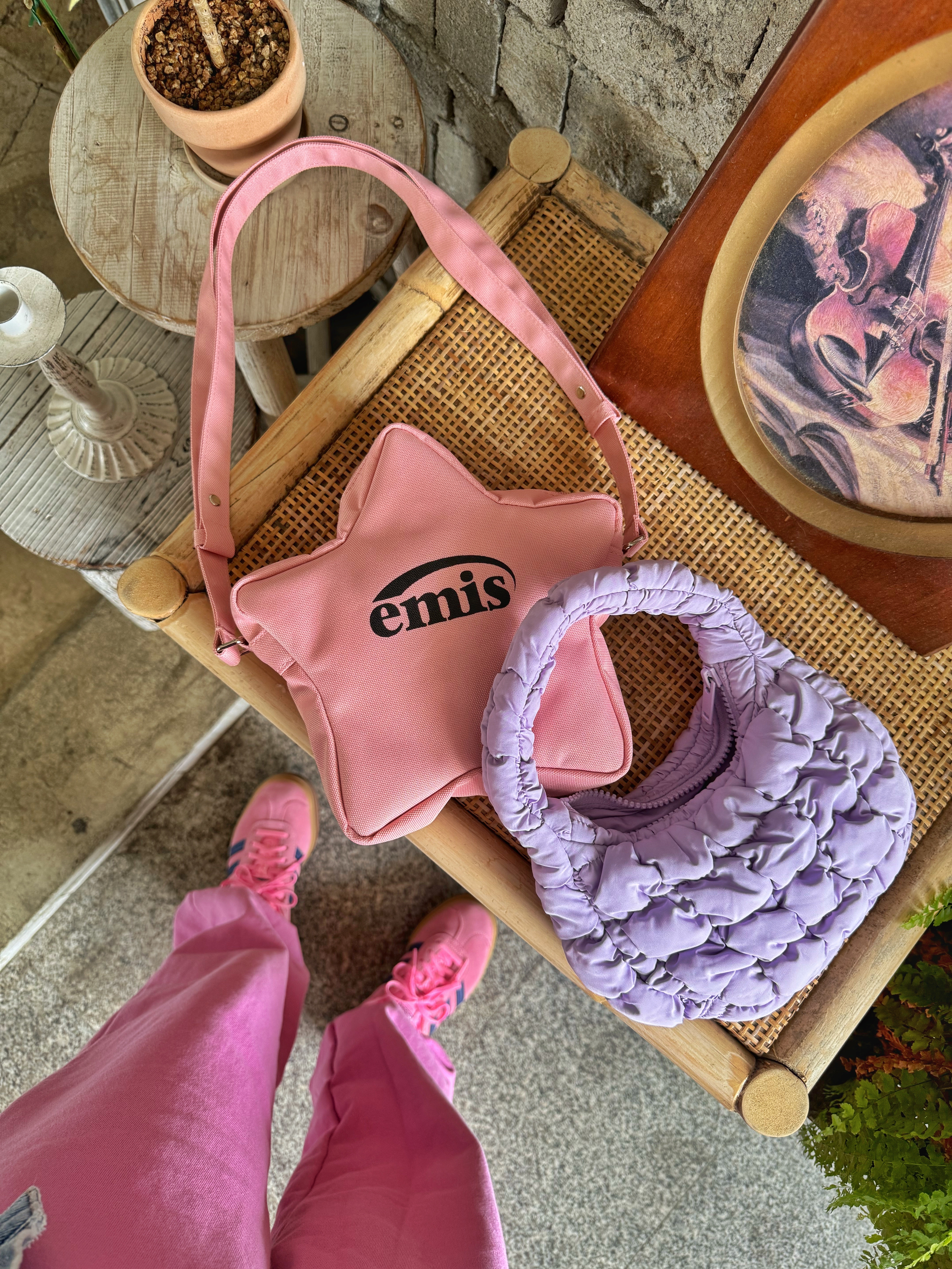 Emis Beige Trimming Ball Cap Pink, Emis New Logo Ball Cap Yellow 착용 스타일 - 5