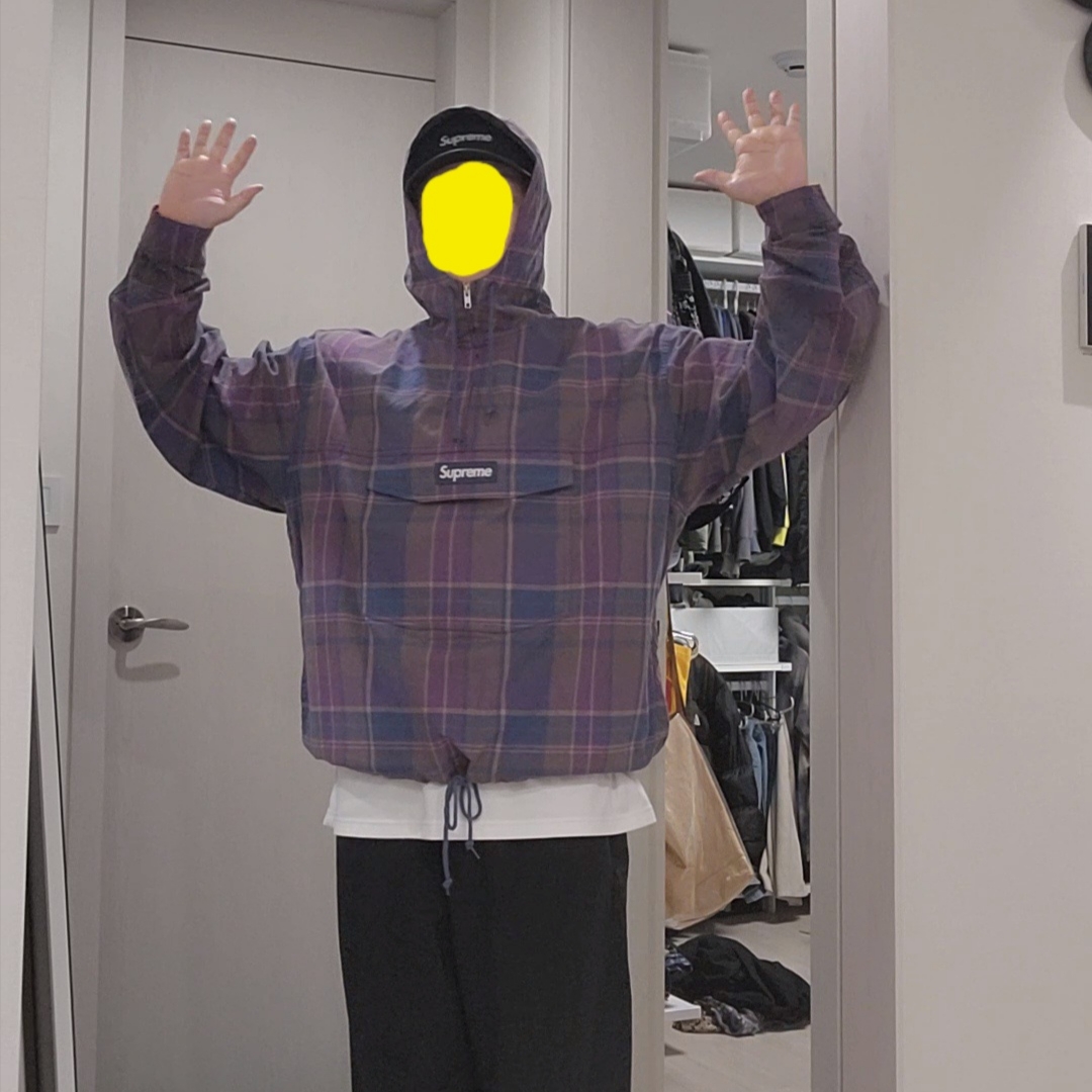 Supreme Cotton Utility Anorak Plaid - 24SS 착용 스타일 - 3