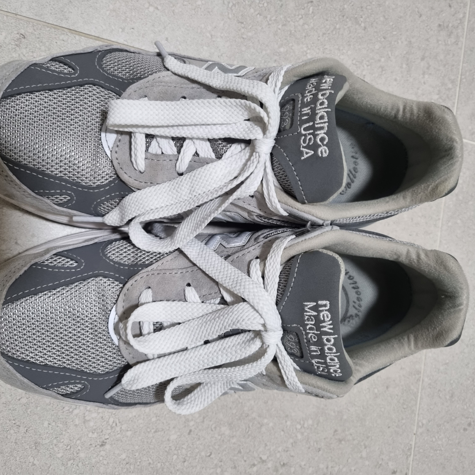 (W) New Balance 993 Made in USA Grey - B Standard 착용 스타일