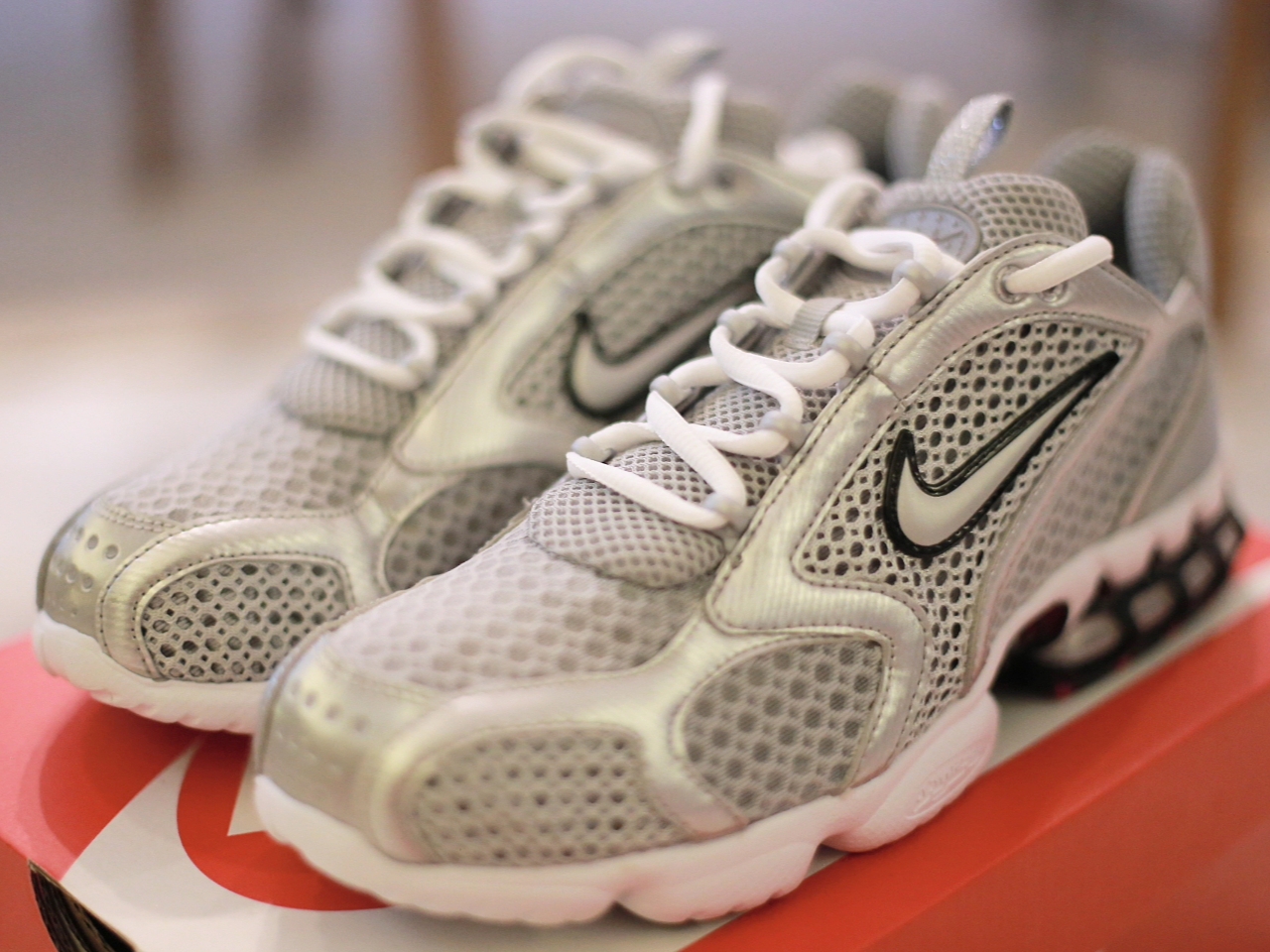 Nike Air Zoom Spiridon Cage 2 Metallic Silver 착용 스타일 - 2