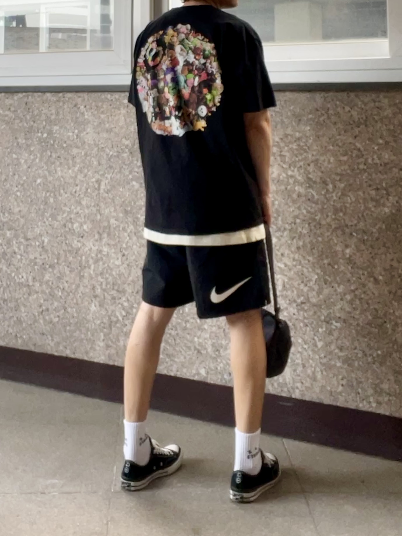Stussy Plush T-Shirt Black, Nike x Stussy Shorts Black (FJ9167-010) 착용 스타일 - 2
